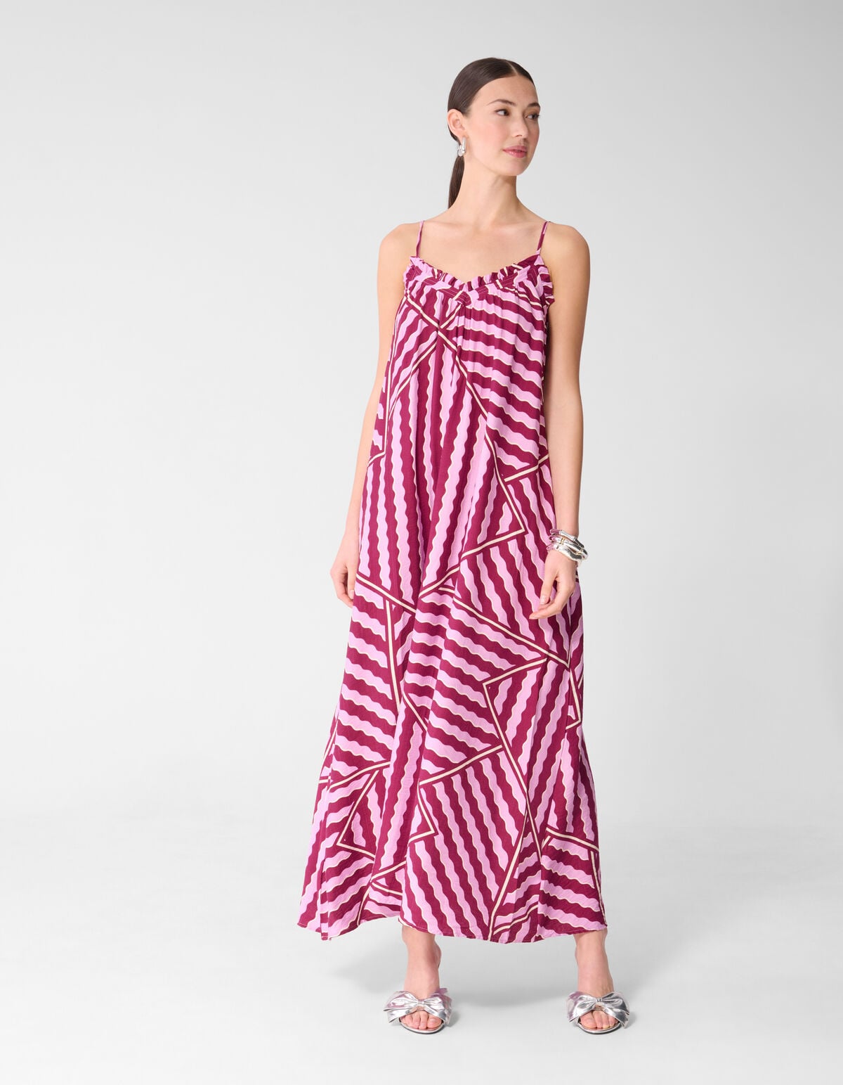 Wavy Printed Maxi Jurk Roze/Paars SHOEBY WOMEN