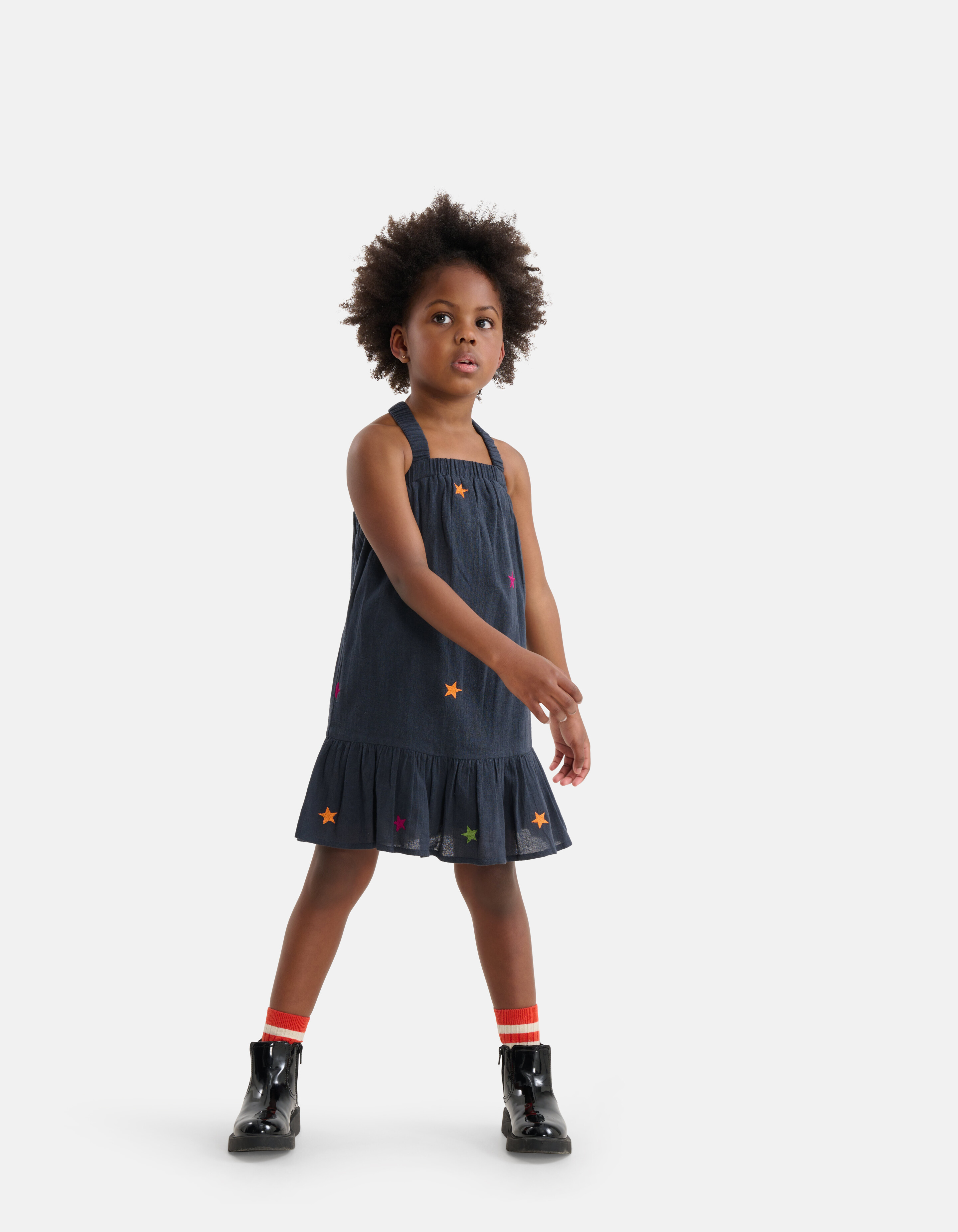 Printed Sterren Jurk Donkergrijs SHOEBY GIRLS