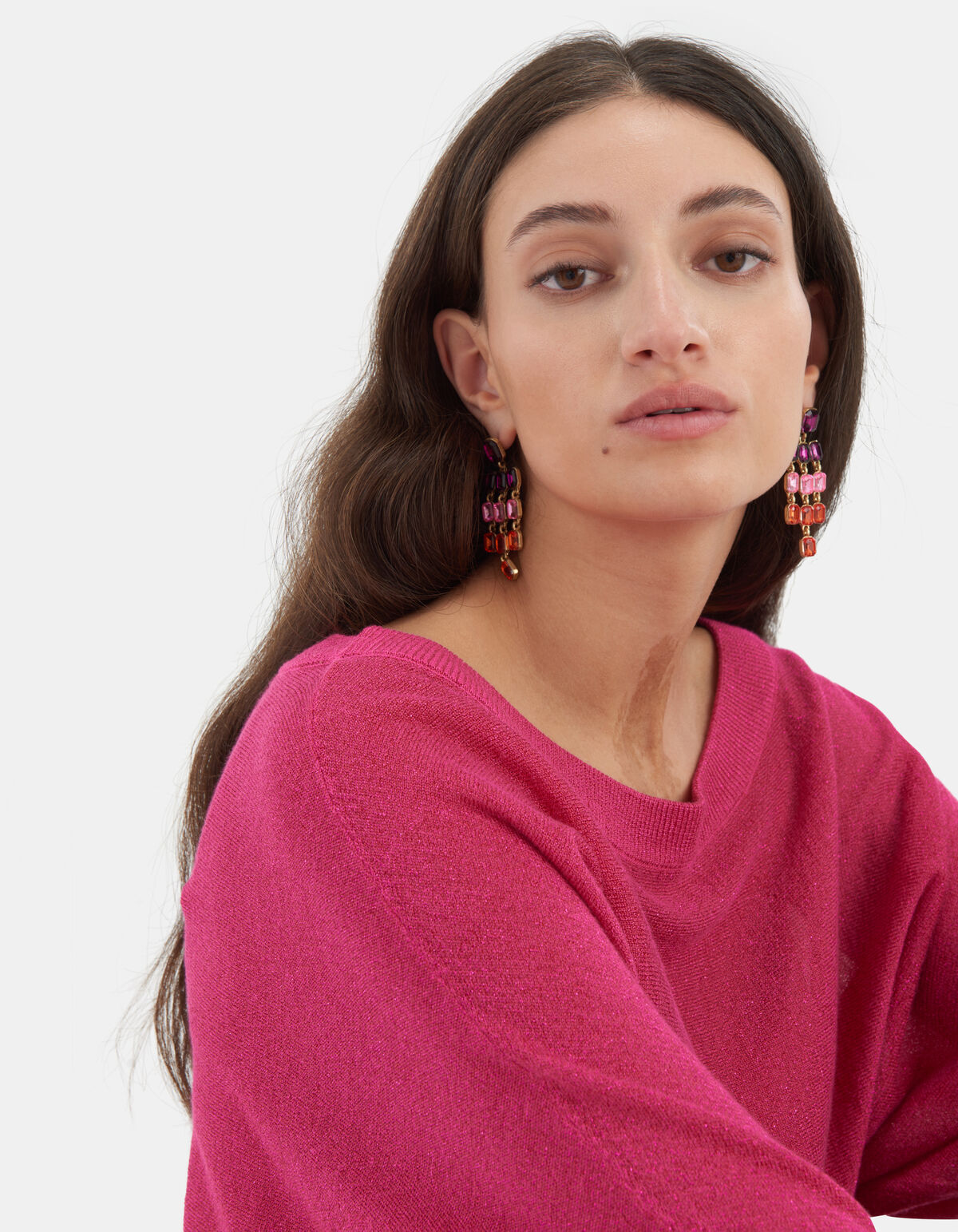 Glitter Vleermuismouwen Trui Roze EKSEPT