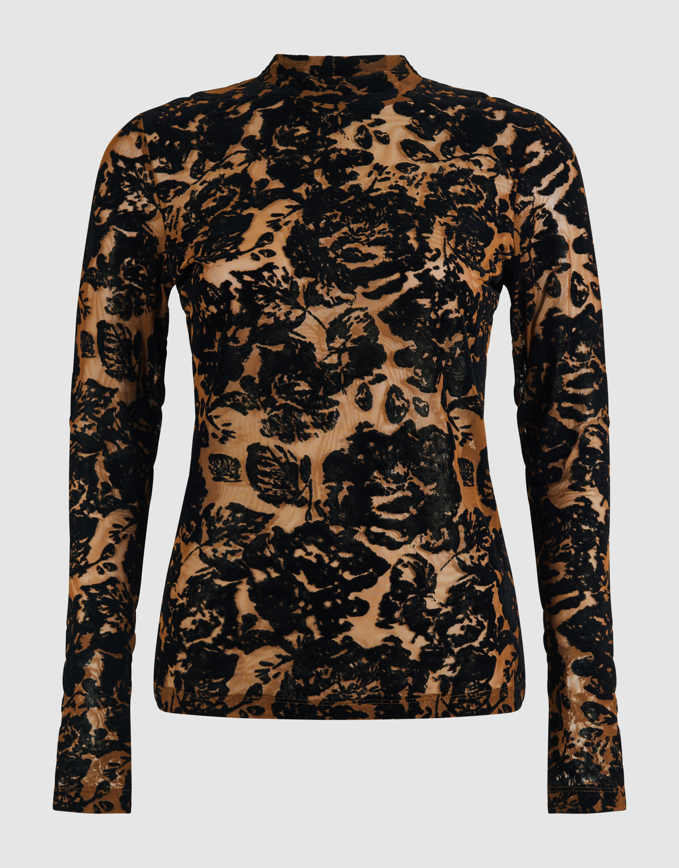 Roses Flock Mesh Top Zwart SHOEBY WOMEN