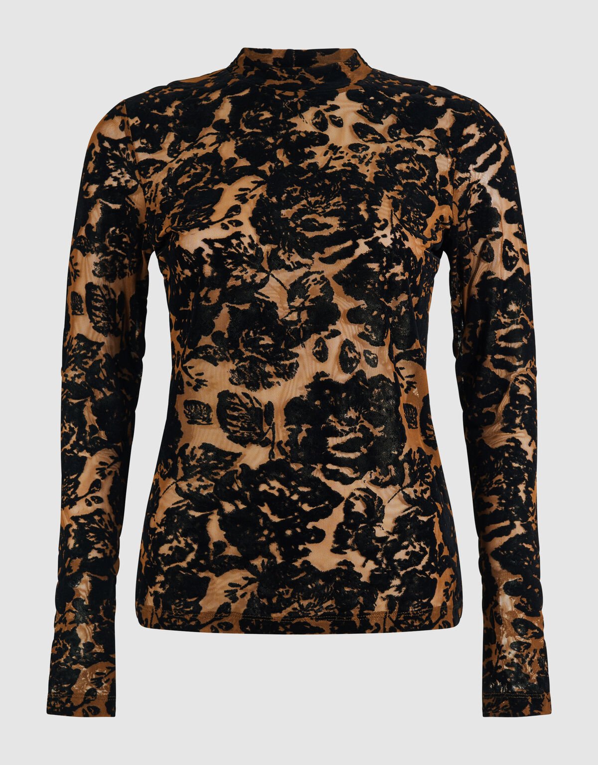 Roses Flock Mesh Top Zwart SHOEBY WOMEN