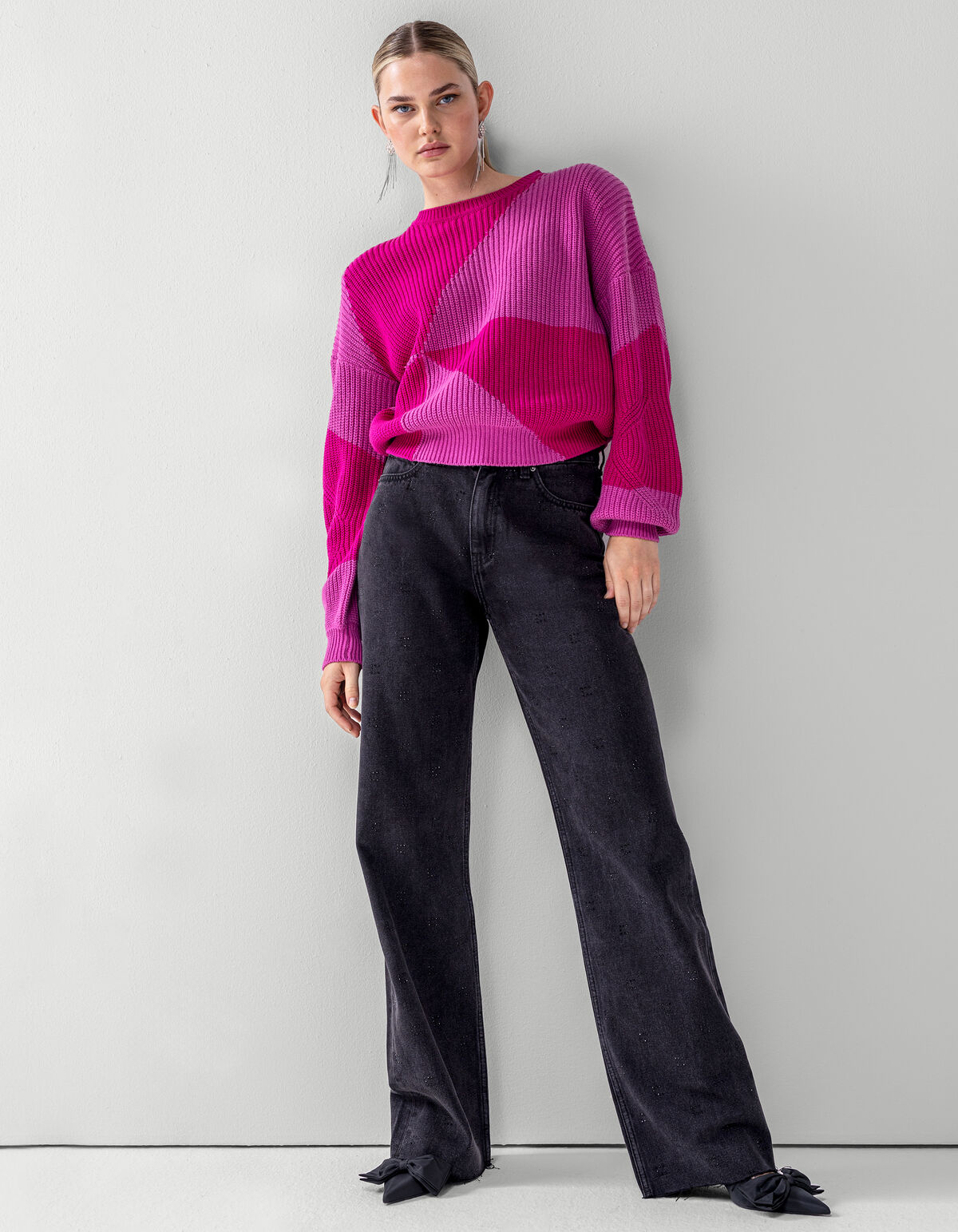 Strass Wide Leg Jeans Zwart SHOEBY WOMEN