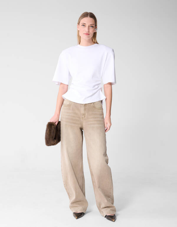 Baggy Fit Jeans Washed Zand SHOEBY WOMEN