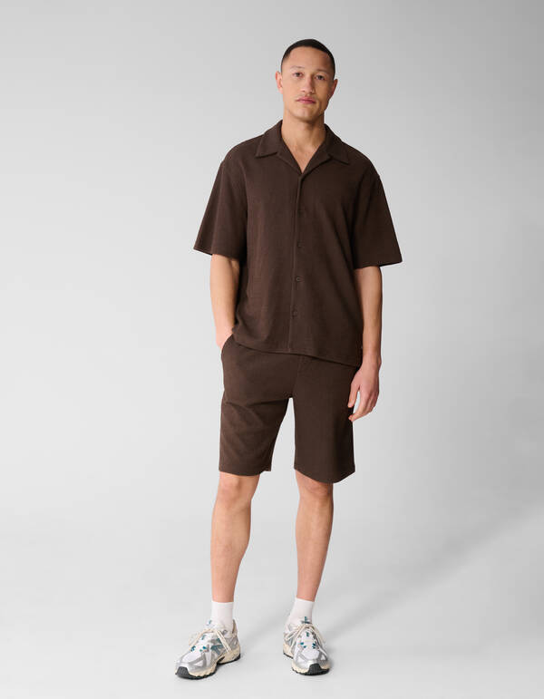 Rib Overhemd Donkerbruin SHOEBY MEN