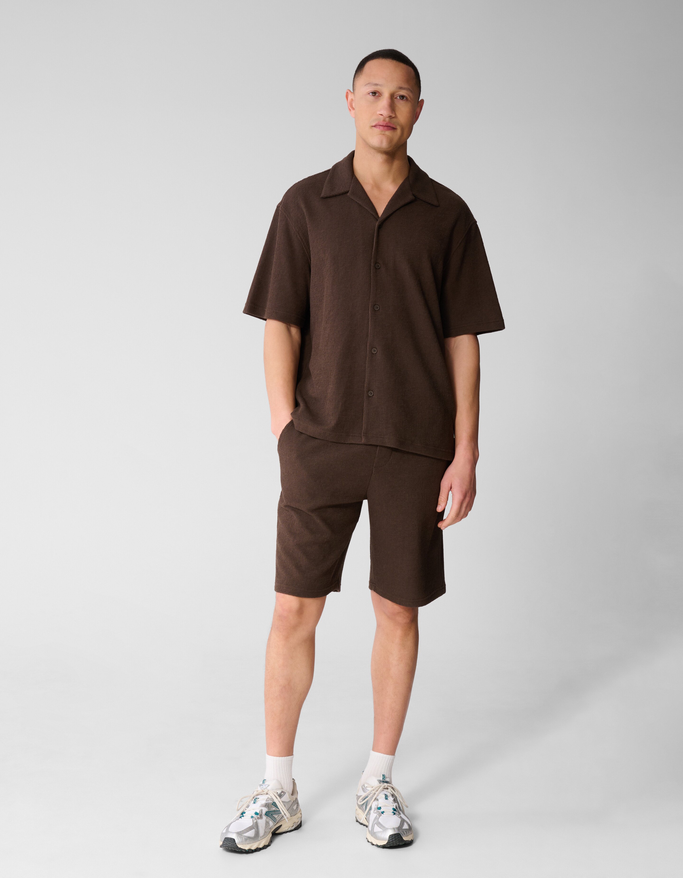 Rib Overhemd Donkerbruin SHOEBY MEN