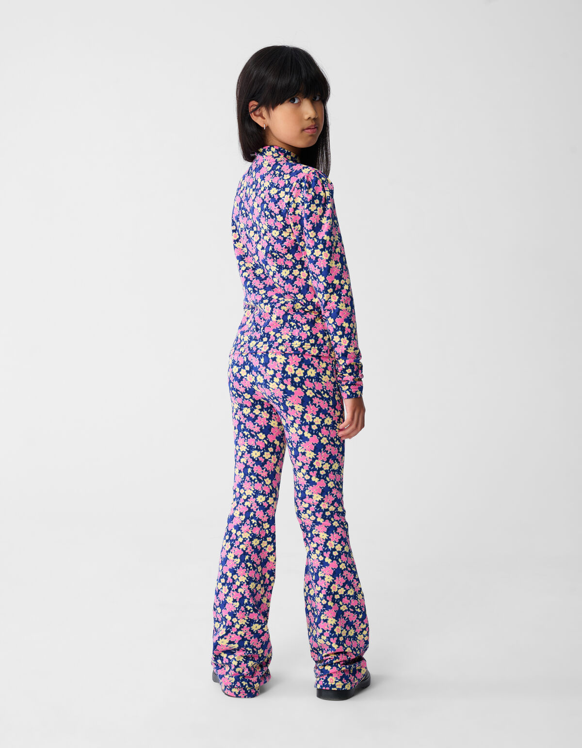 Flower Longsleeve Top Donkerblauw/Roze SHOEBY GIRLS