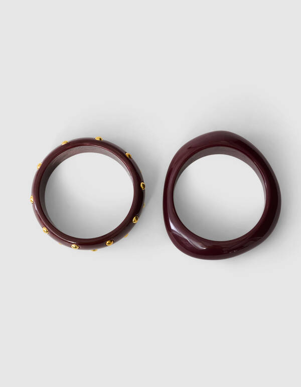 Bangle Stud Set Bruin/Donkerrood SHOEBY ACCESSOIRES