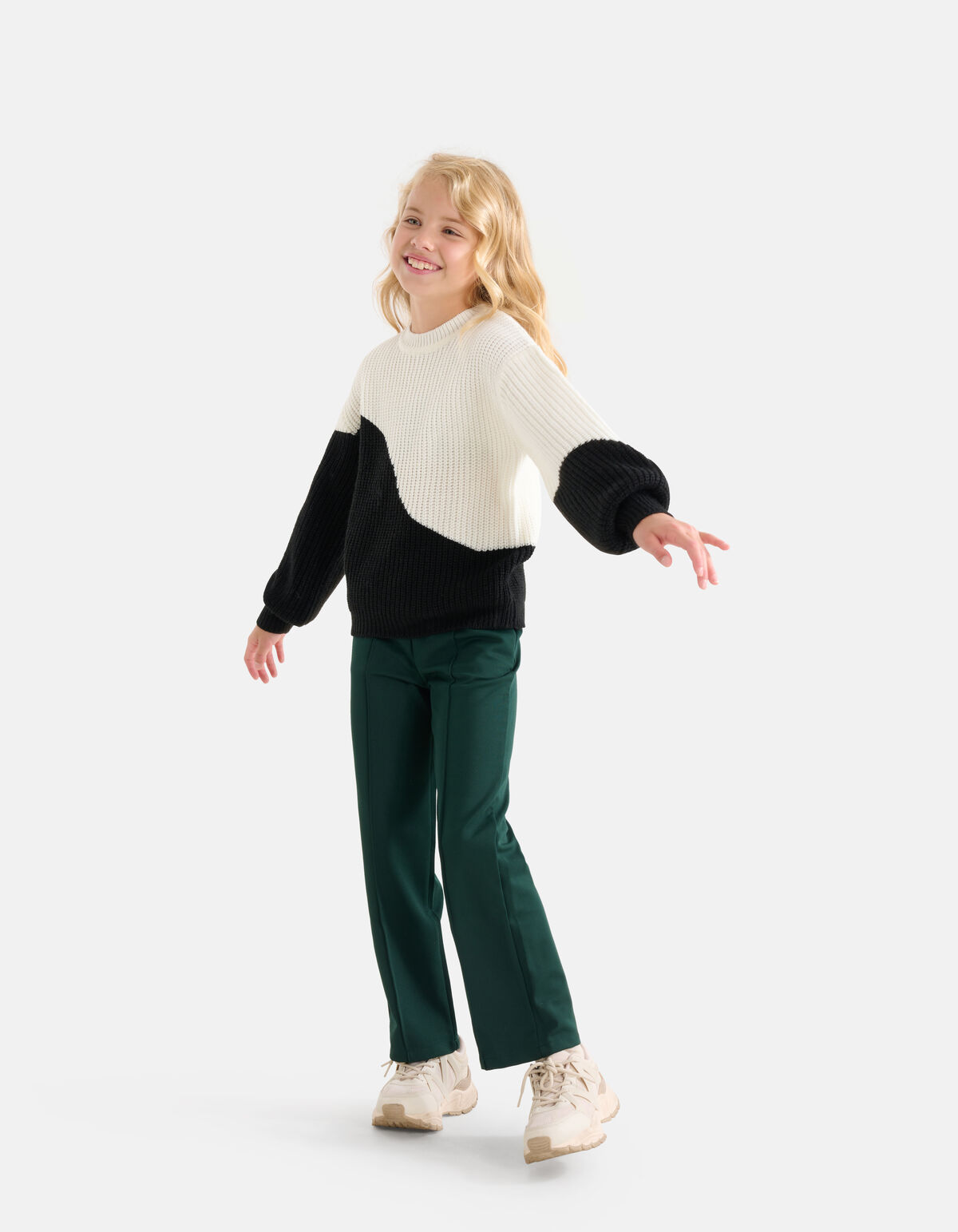 Basis Wide Leg Broek Donkergroen SHOEBY GIRLS