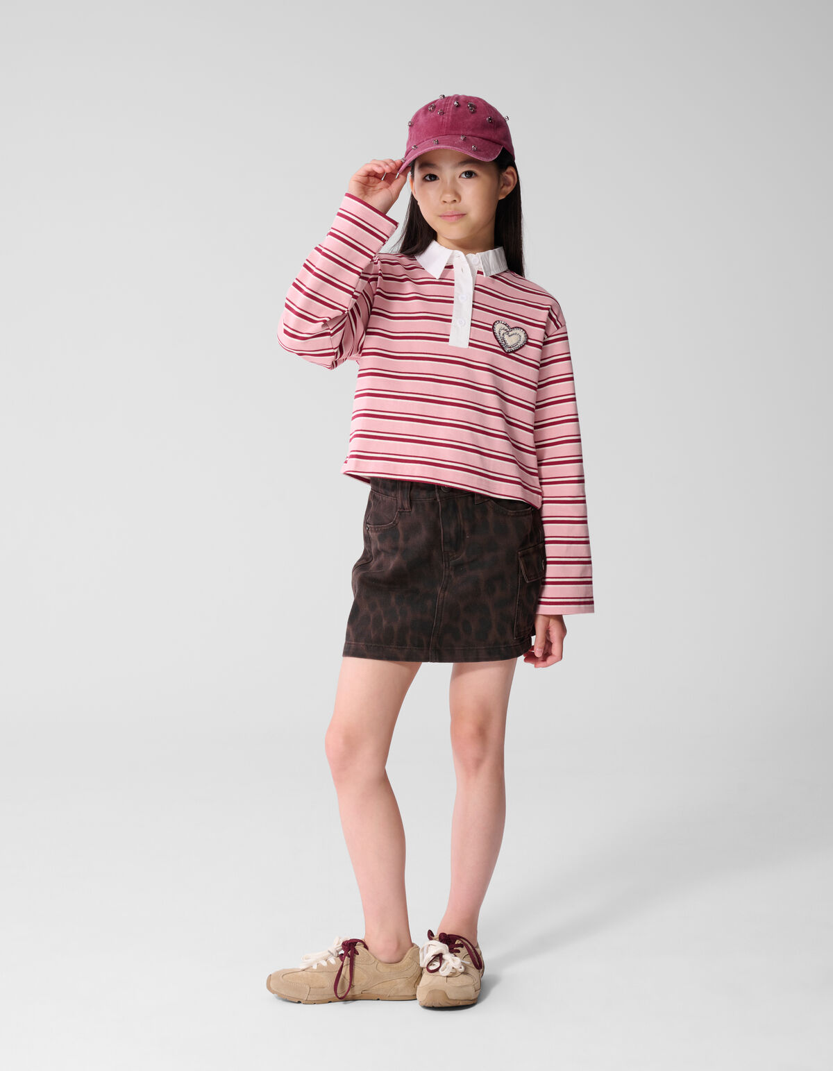 Twill Leopard Print Rok Bruin SHOEBY GIRLS