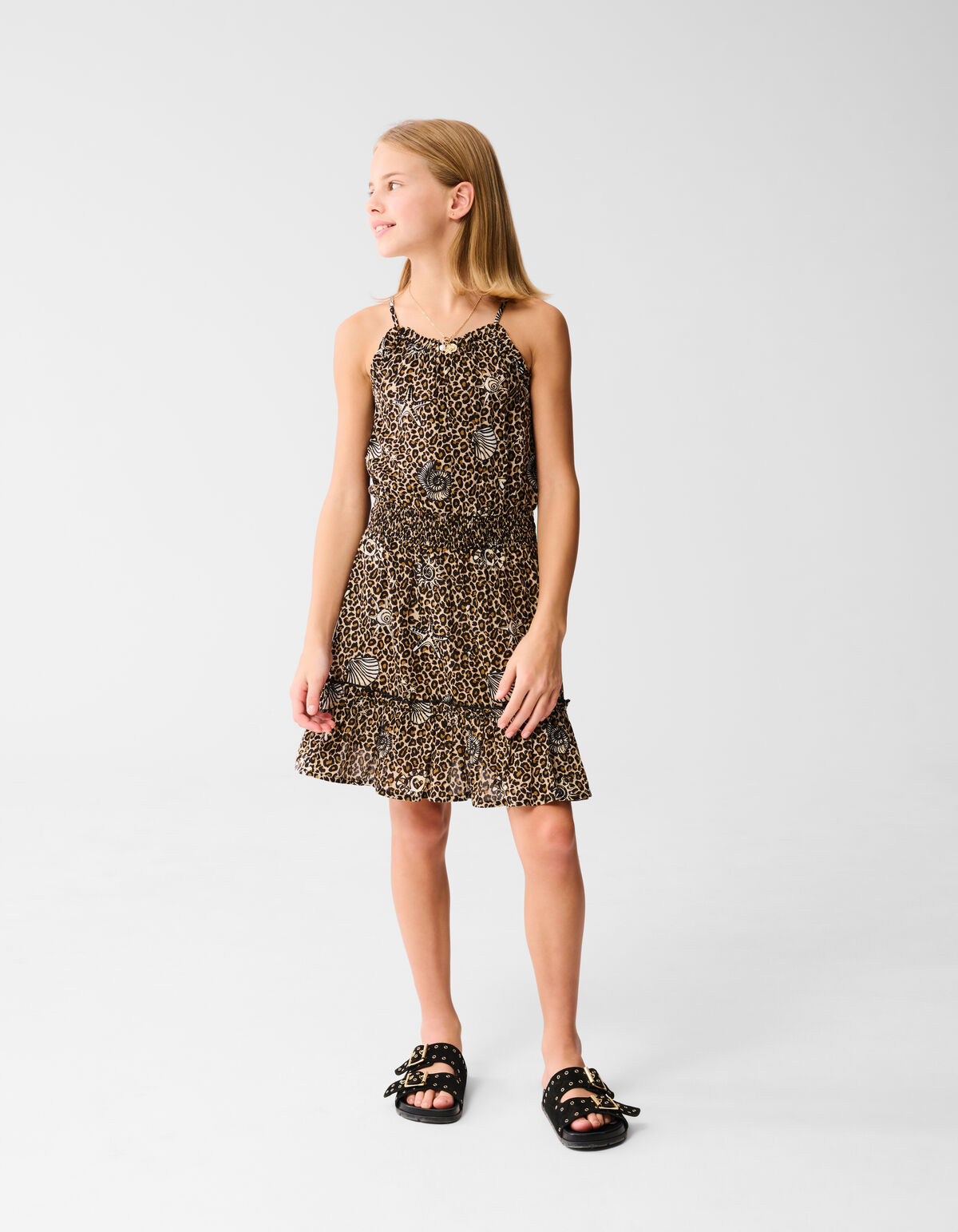 Printed Leopard Jurk Bruin SHOEBY GIRLS