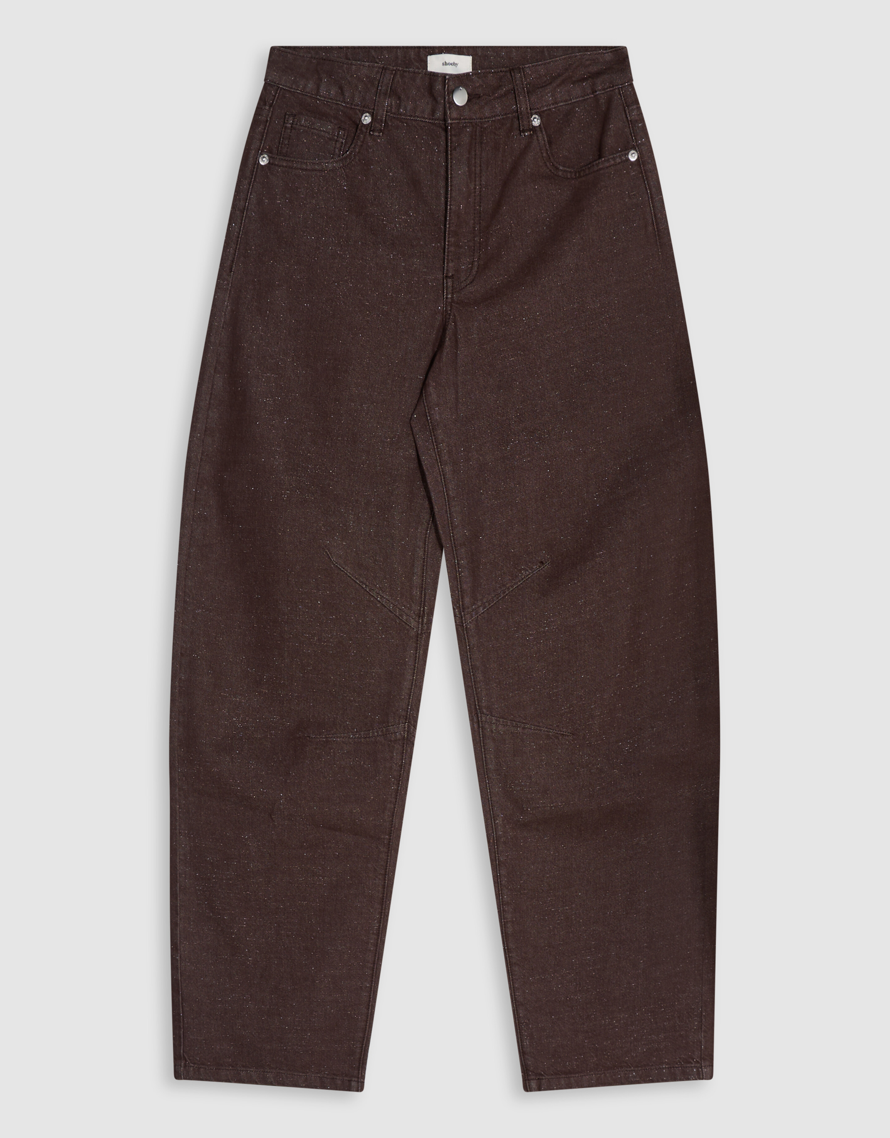 Lurex Barrel Fit Jeans Donkerbruin SHOEBY WOMEN
