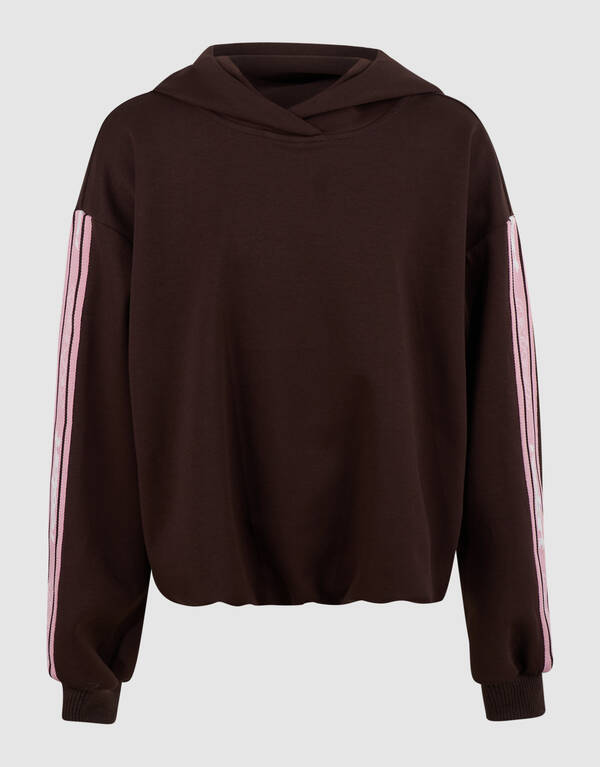 Tape Balloon Fit Hoodie Donkerbruin SHOEBY GIRLS