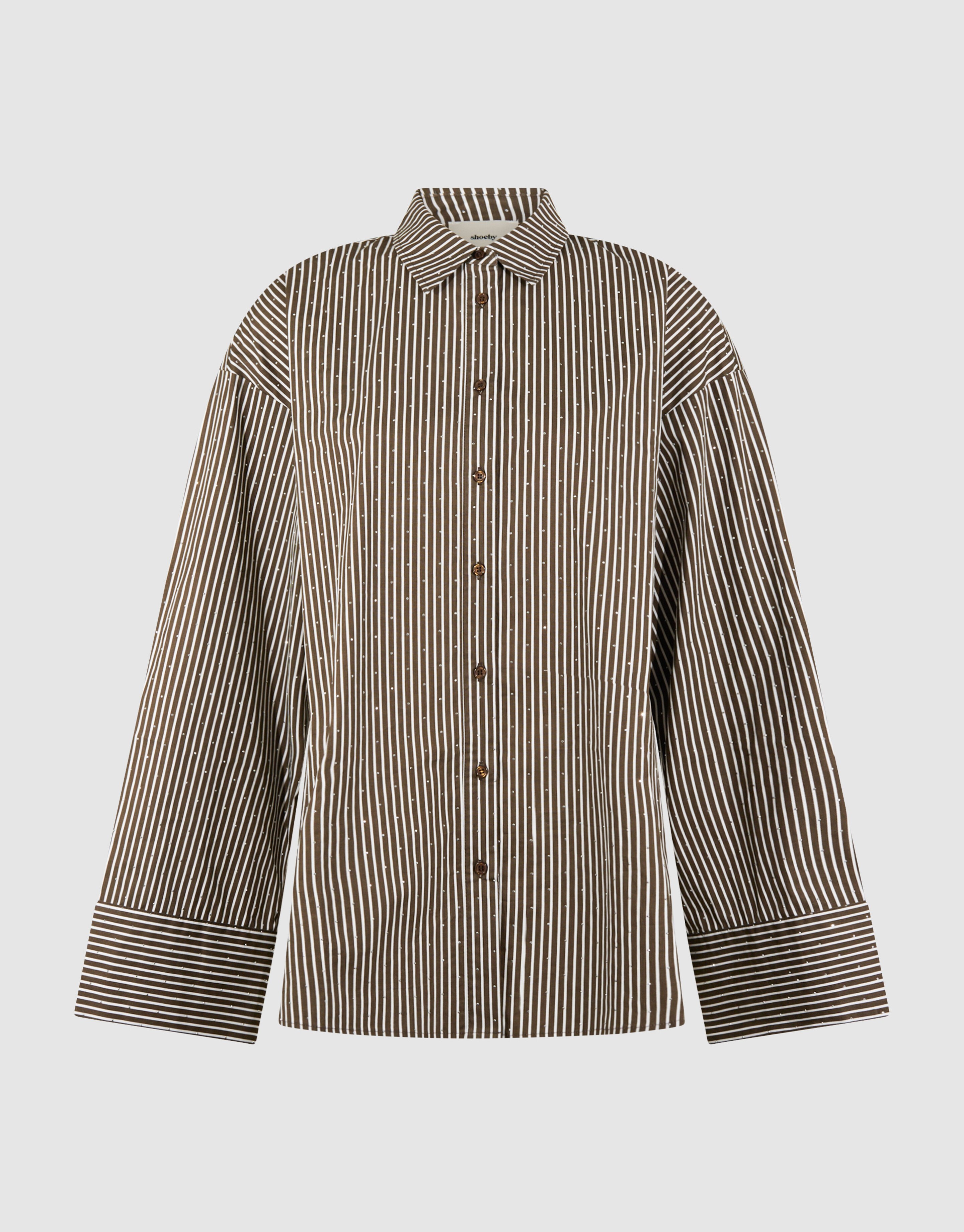 Pinstripe Strass Blouse Bruin SHOEBY WOMEN