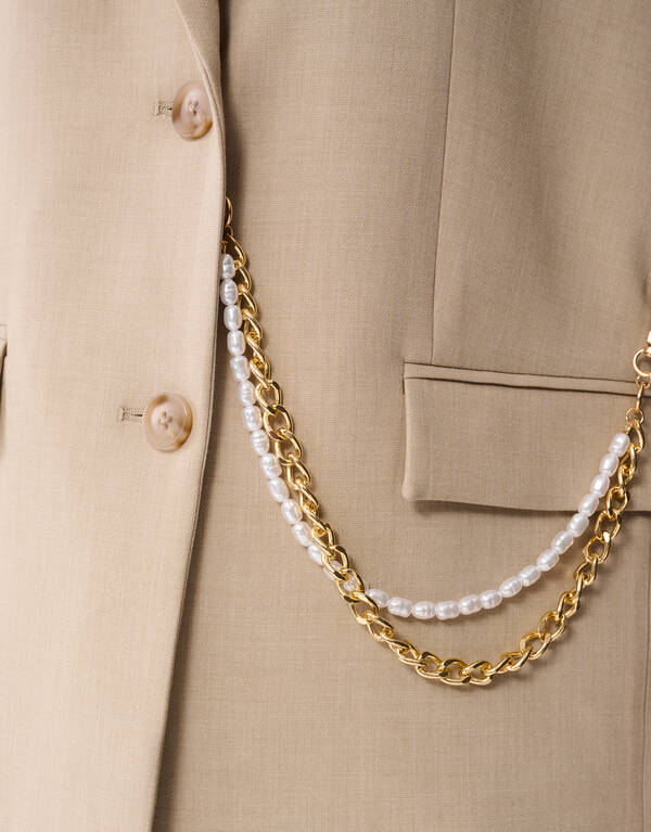 Chain Sleeveless Blazer Zand SHOEBY WOMEN