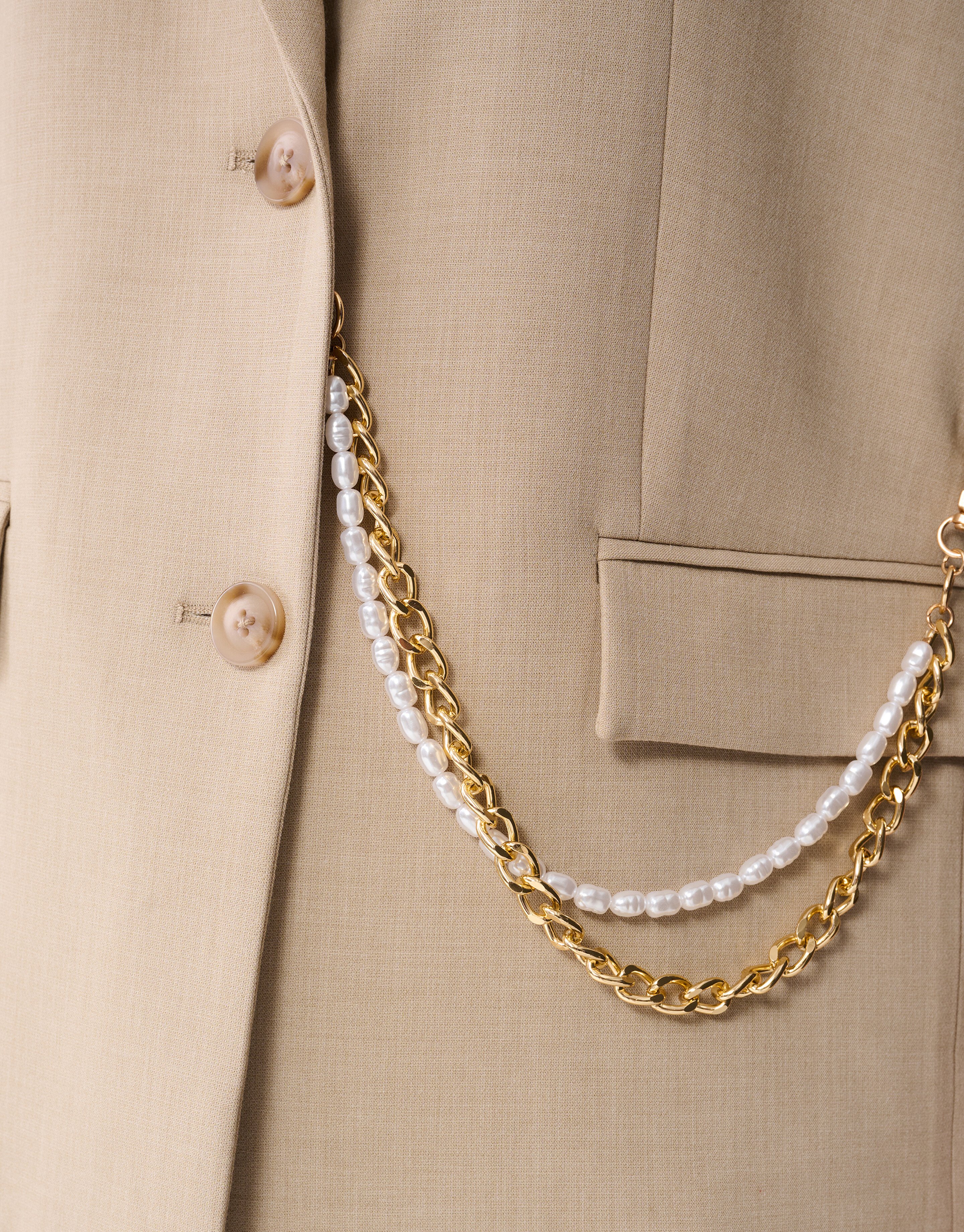 Chain Sleeveless Blazer Zand SHOEBY WOMEN