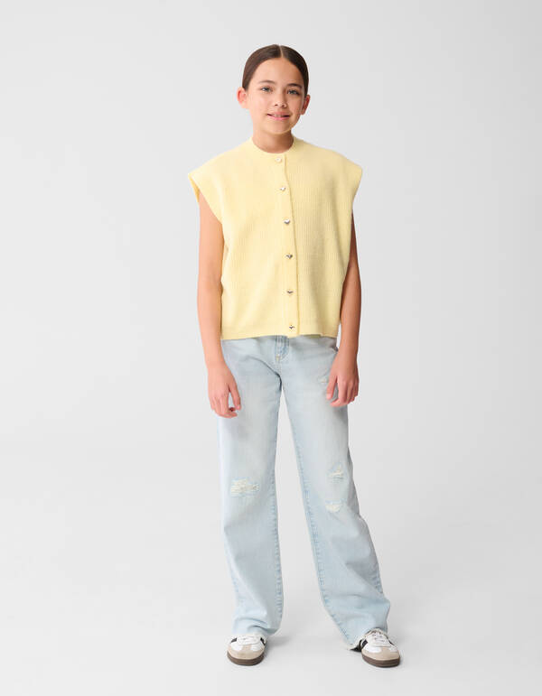 Gebreid Sleeveless Vest Lichtgeel SHOEBY GIRLS