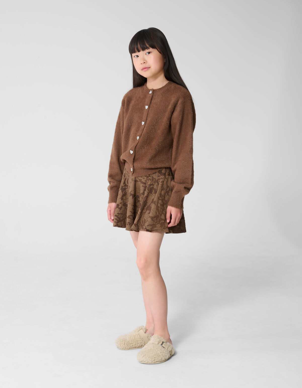Fluffy Button Vest Bruin SHOEBY GIRLS