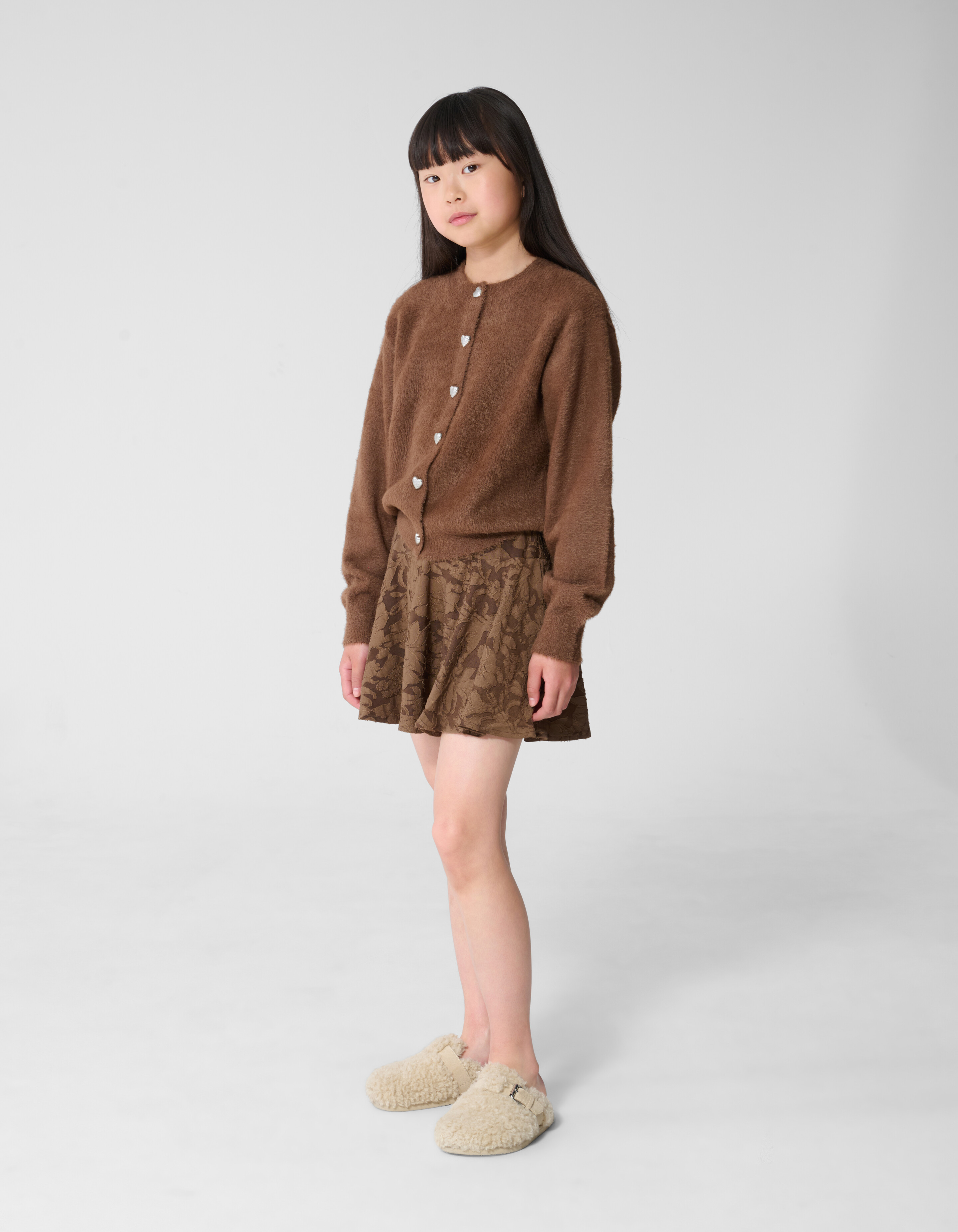 Fluffy Button Vest Bruin SHOEBY GIRLS