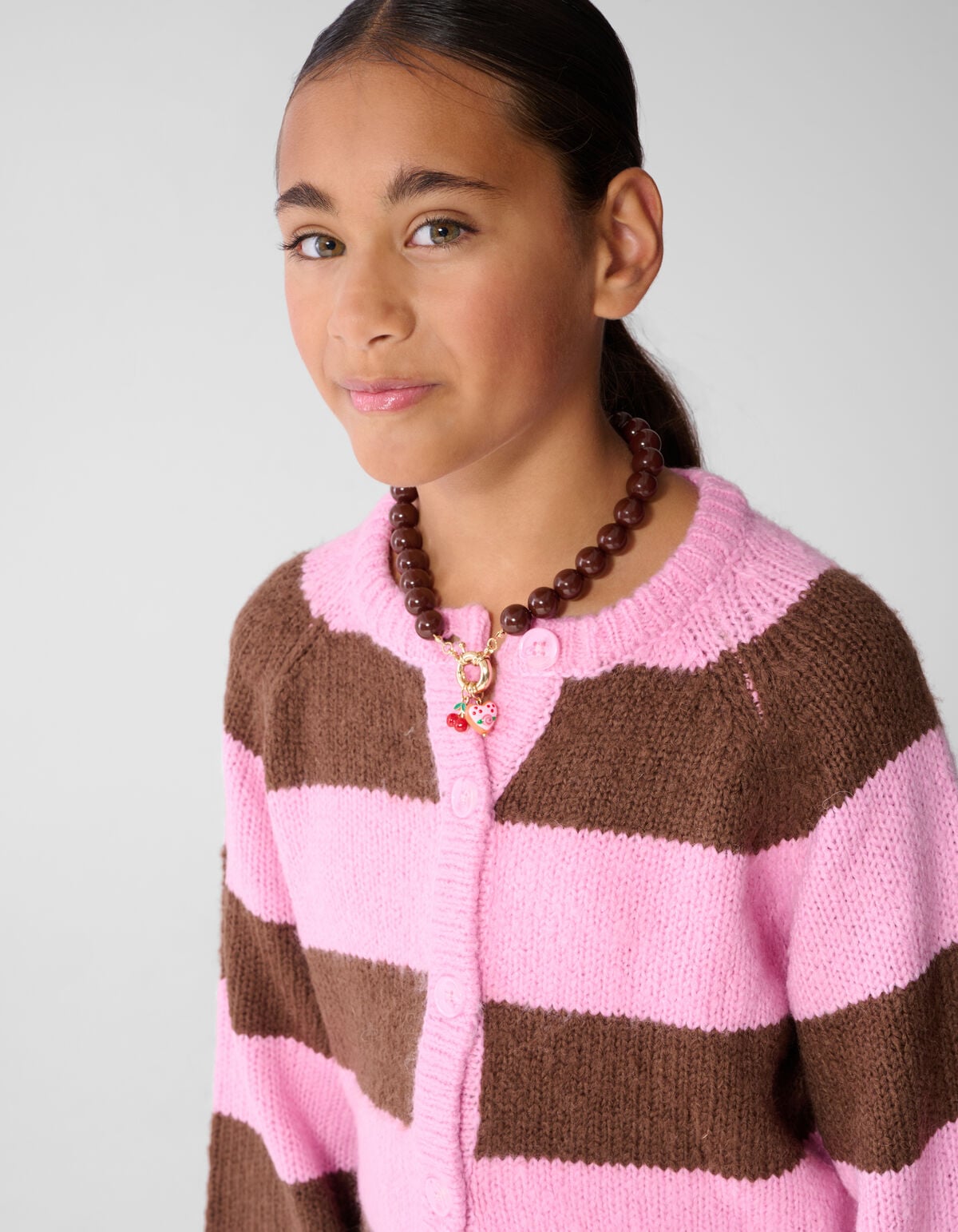 Oversized Gestreept Vest Roze/Bruin SHOEBY GIRLS