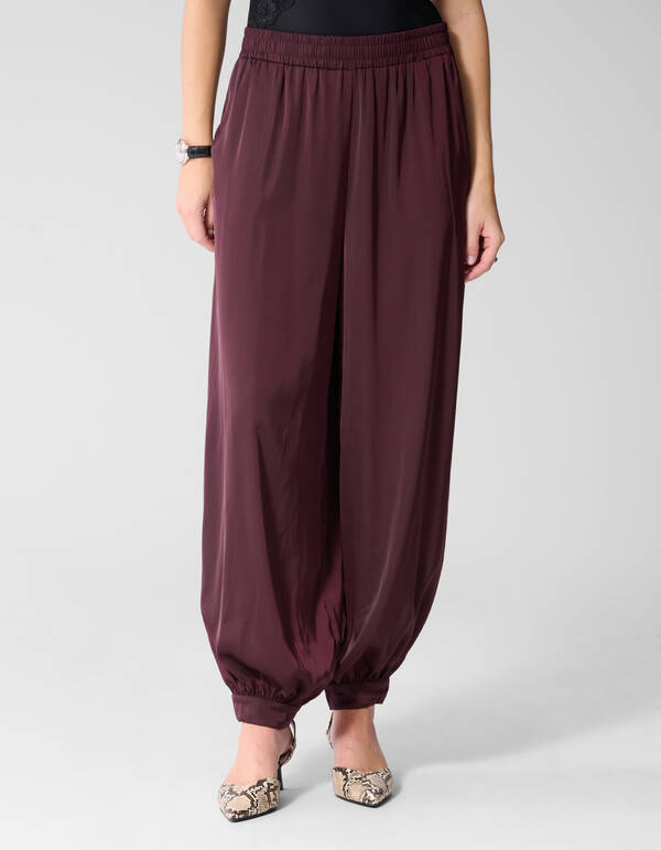 Satijnen Balloon Fit Broek Donkerrood By Mieke SHOEBY WOMEN