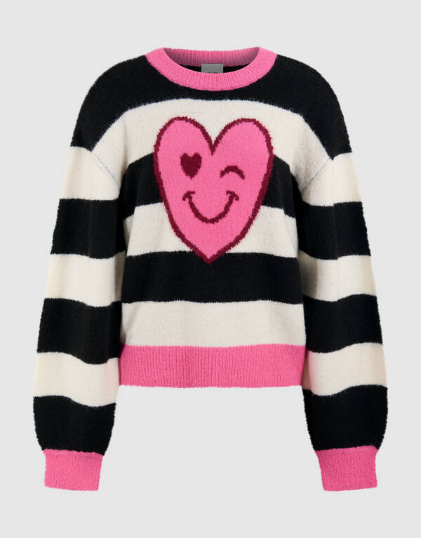 Smile Striped Trui Zwart SHOEBY GIRLS