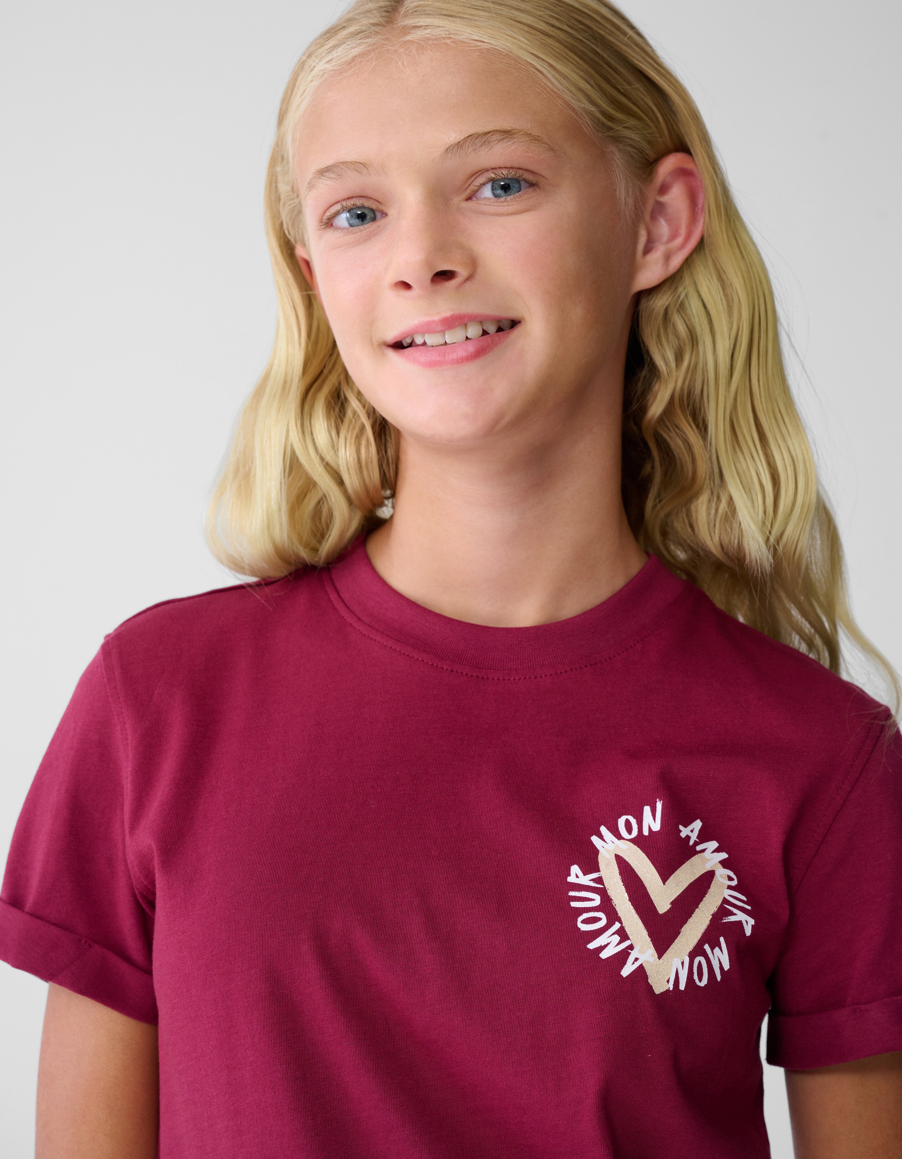 Mon Amour Artwork T-shirt Donkerrood SHOEBY GIRLS