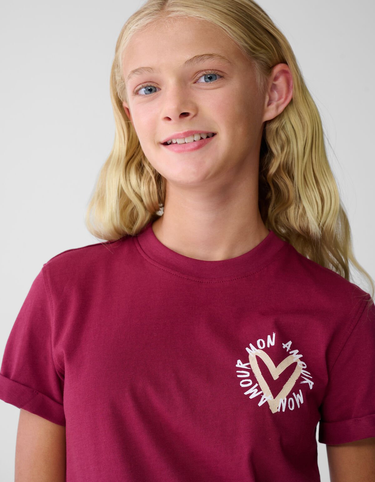 Mon Amour Artwork T-shirt Donkerrood SHOEBY GIRLS