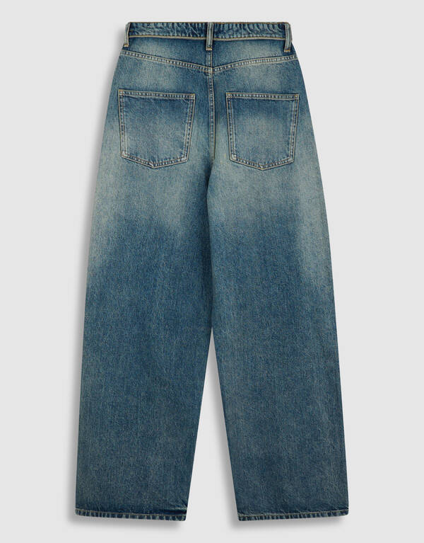 Folded Waistband Baggy Fit Jeans Donkerblauw SHOEBY WOMEN