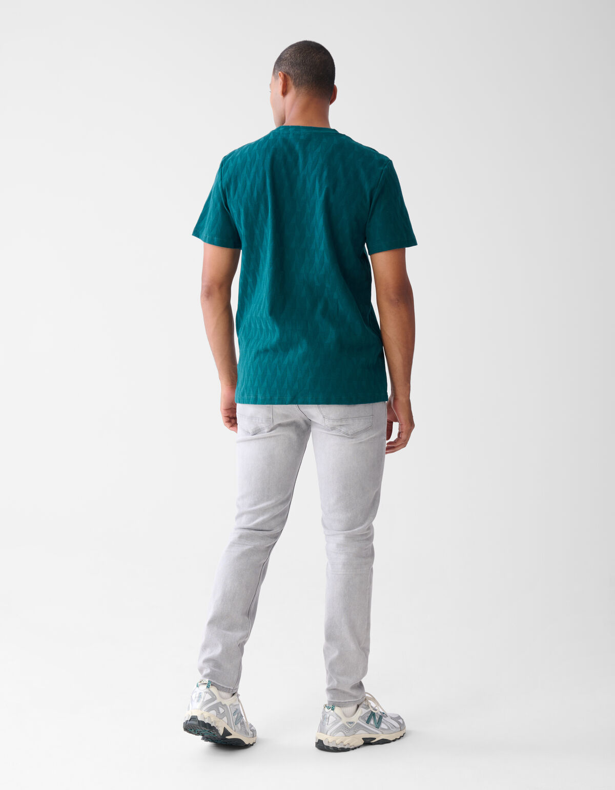 Jacquard T-shirt Donkergroen SHOEBY MEN