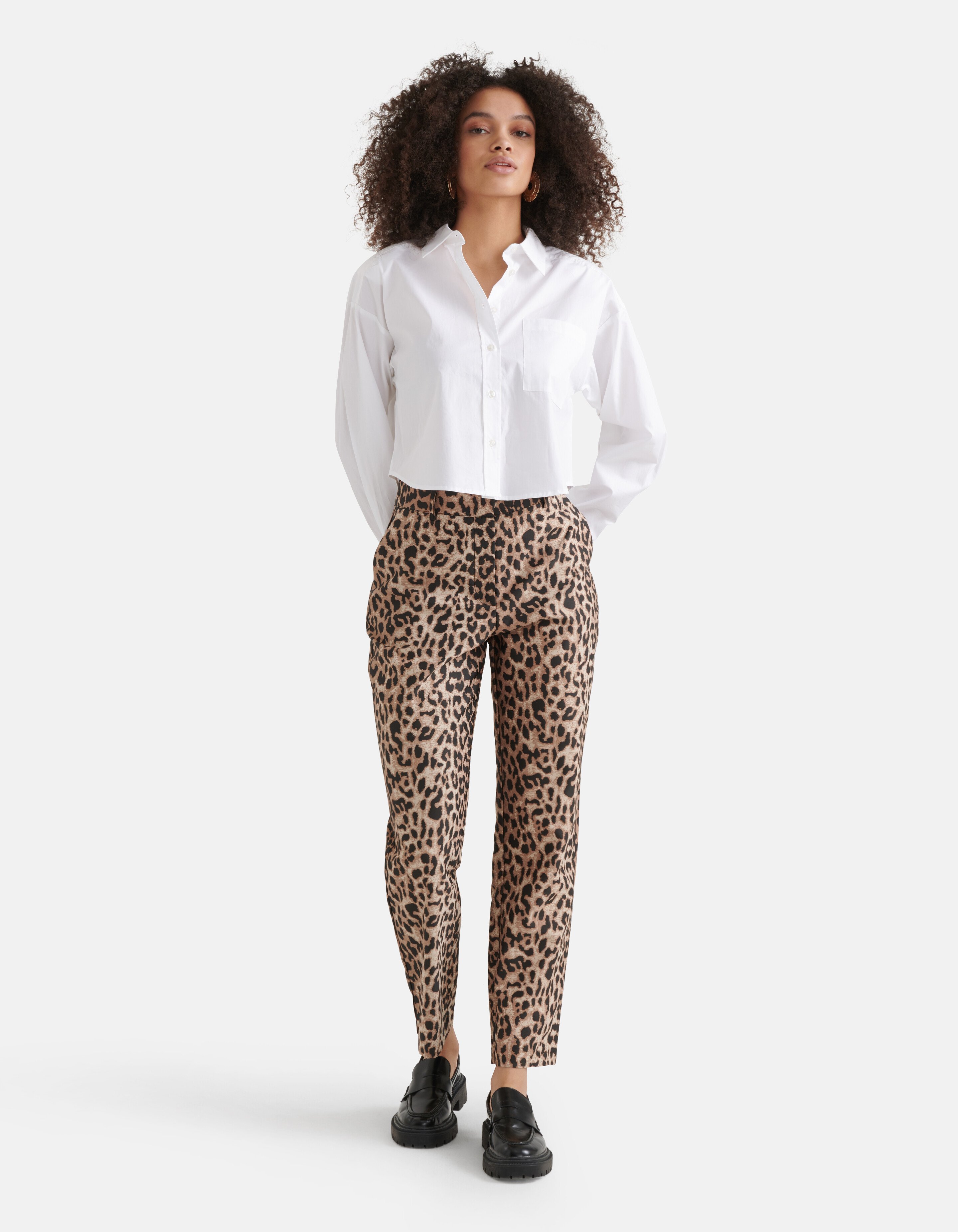 Leopard Jacquard Broek Bruin SHOEBY WOMEN