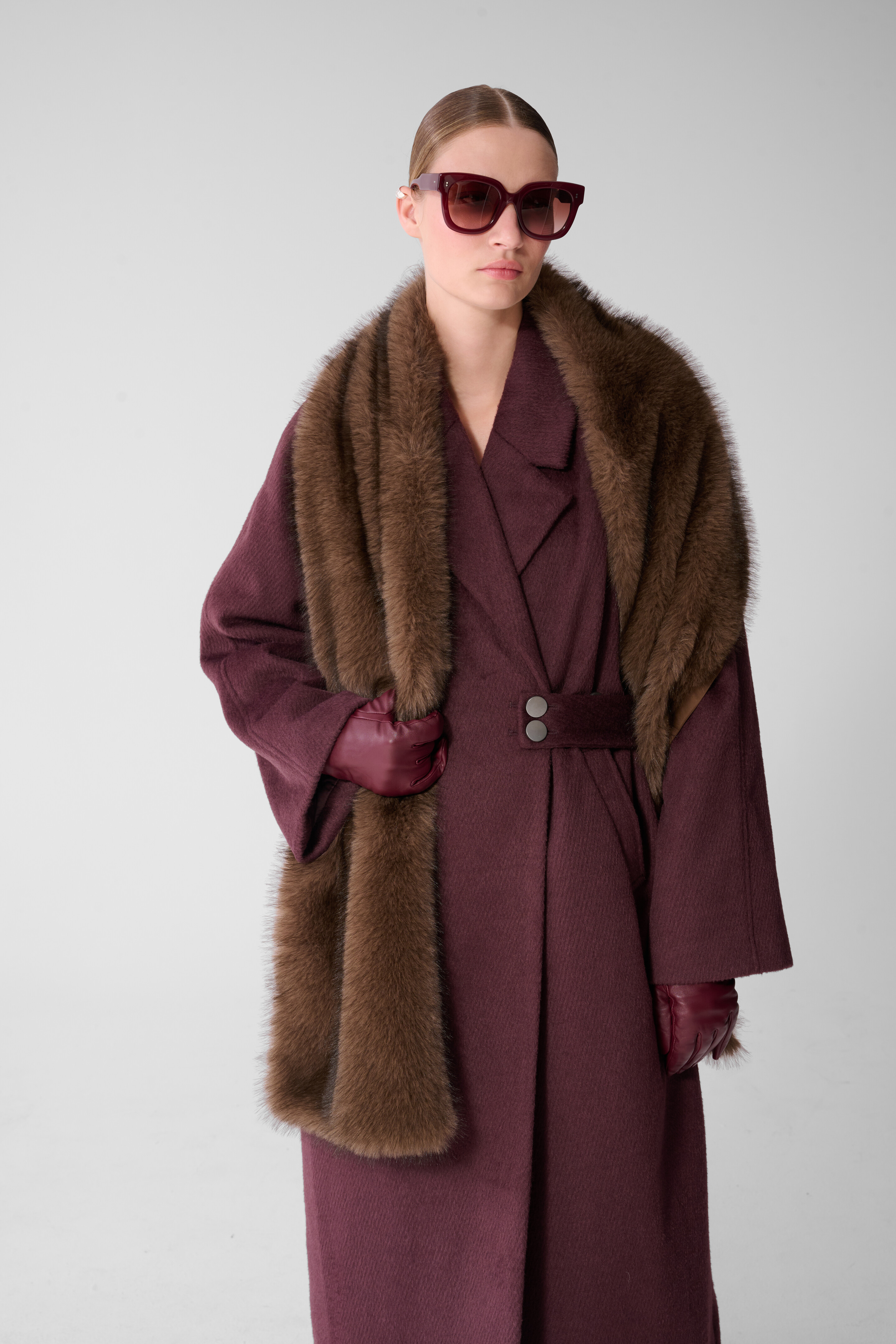 Lange Wollen Jas Donkerrood By Mieke SHOEBY WOMEN