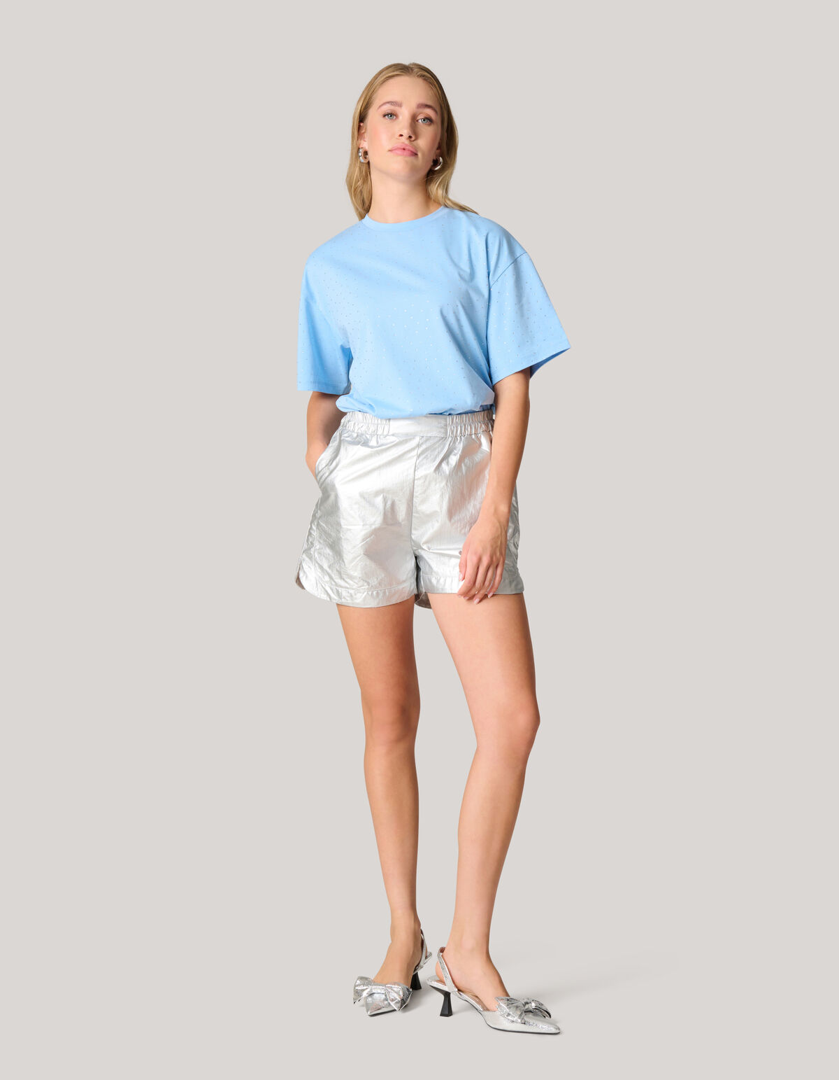 Strass T-shirt Lichtblauw SHOEBY WOMEN