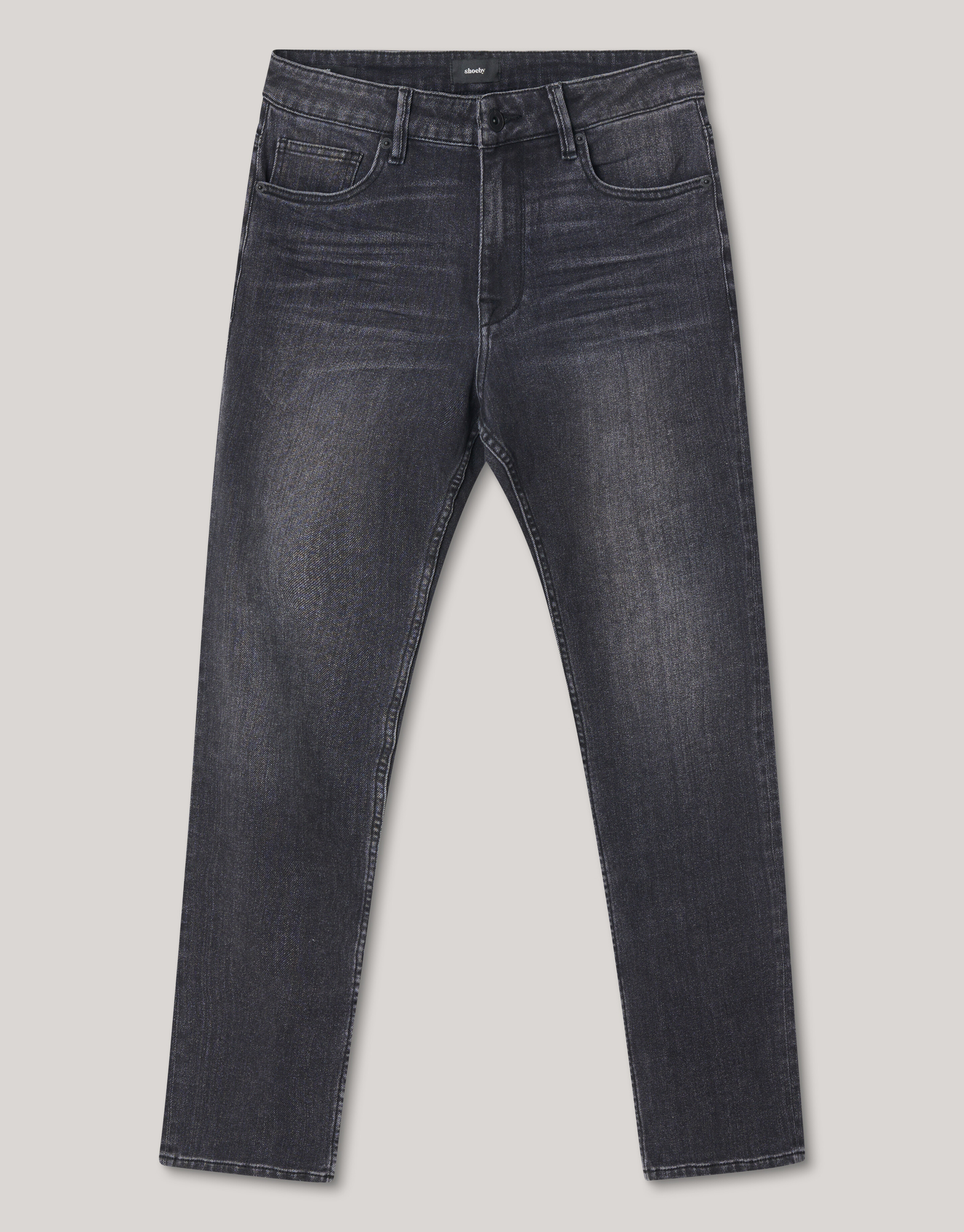 Washed Straight Fit Jeans Zwart L32 SHOEBY MEN