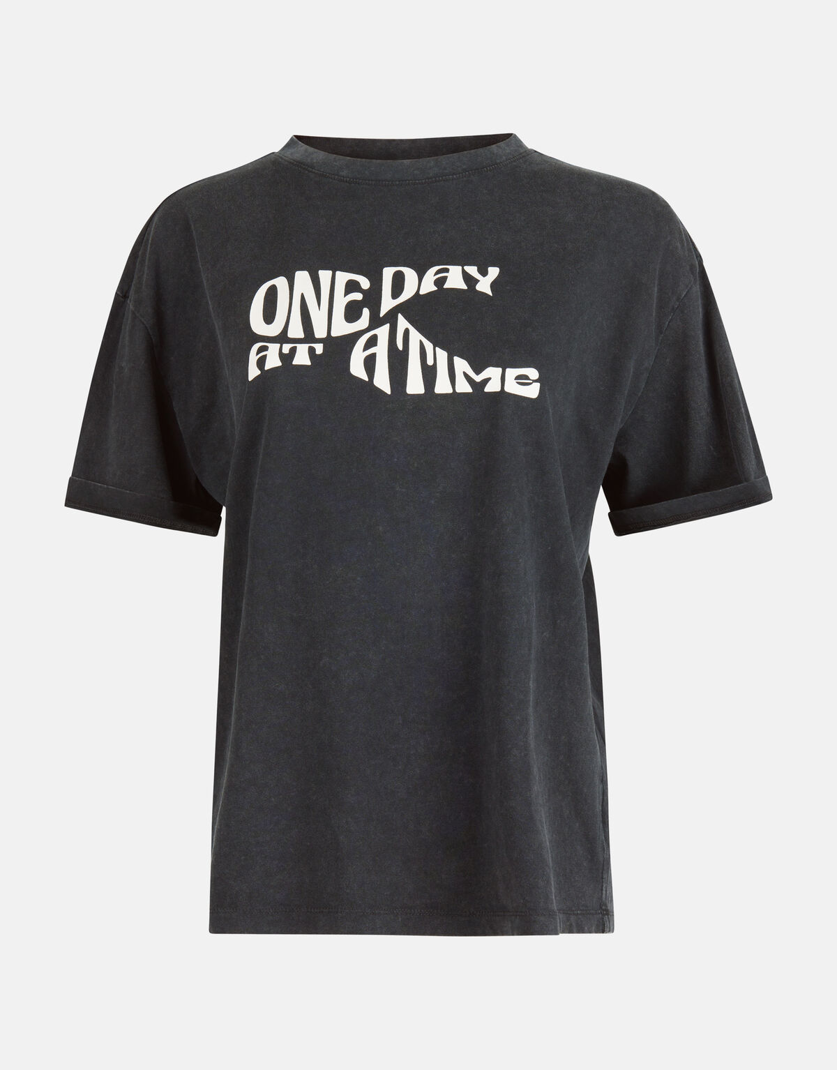 Print Washed T-shirt Donkergrijs SHOEBY WOMEN