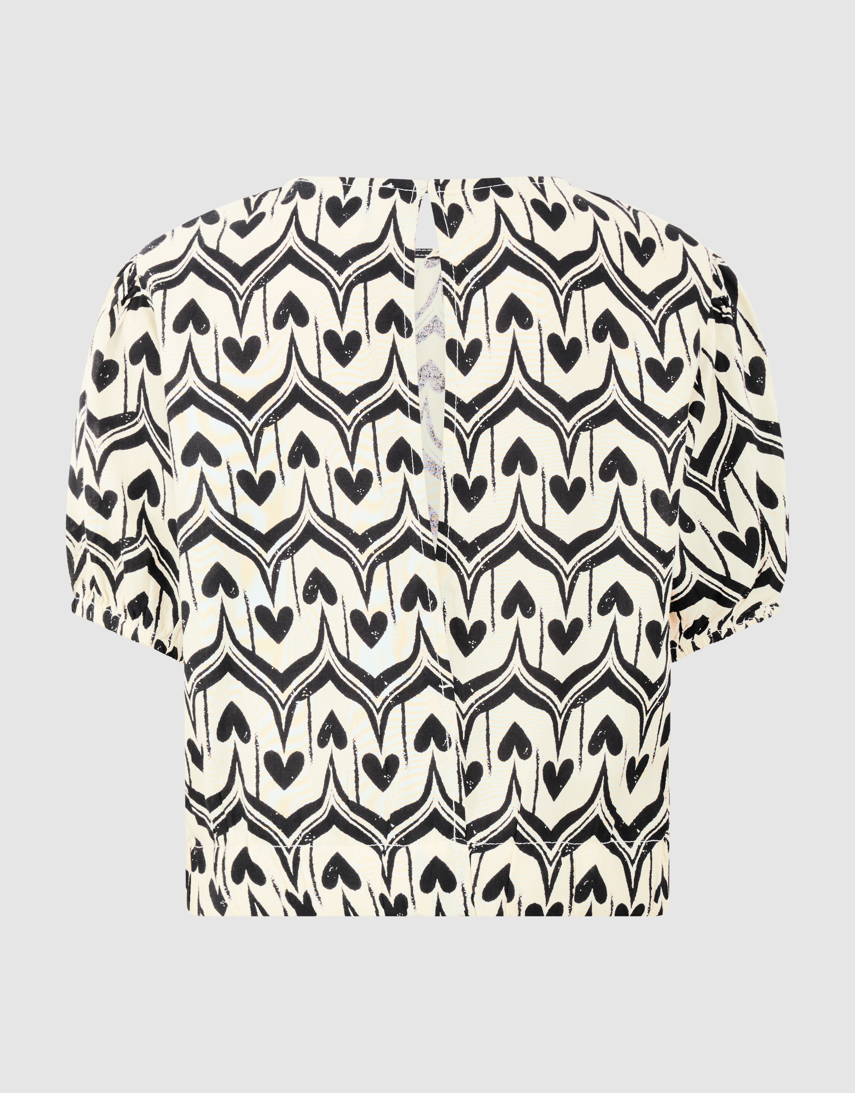 Heart Print Top Gebroken Wit/Zwart SHOEBY GIRLS