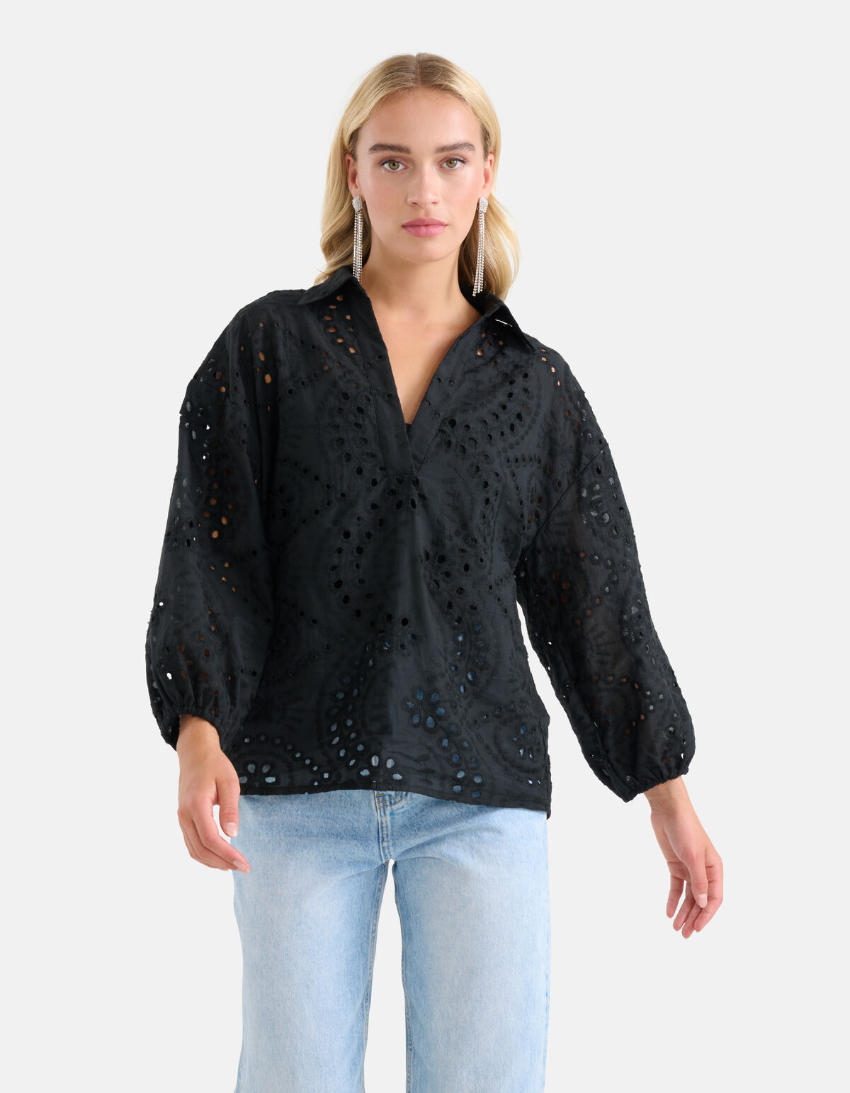 Broderie Blouse Zwart SHOEBY WOMEN