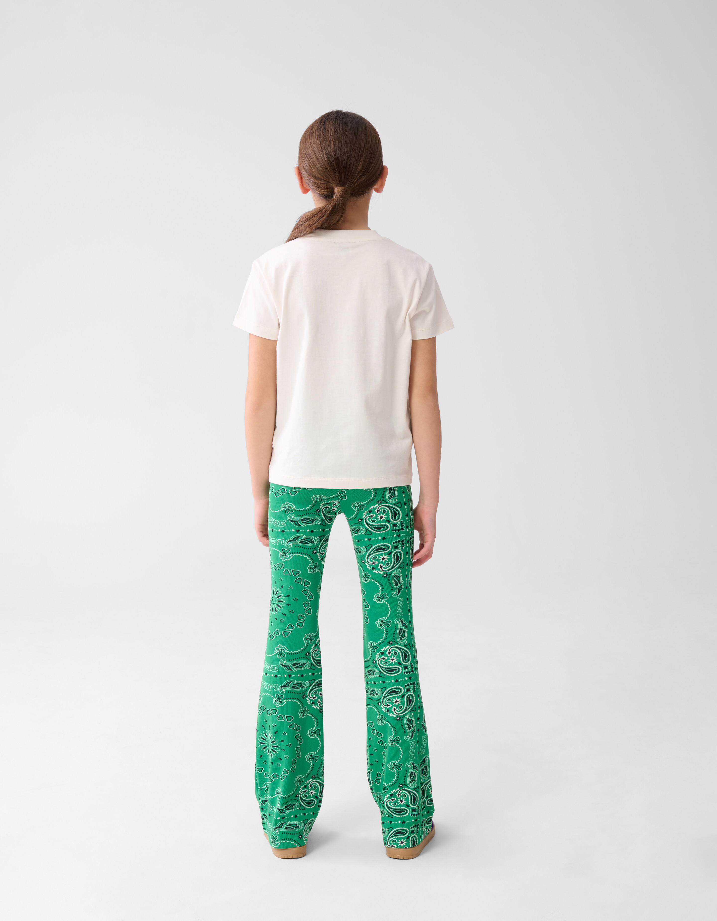 Printed Rib Flared Legging Groen SHOEBY GIRLS