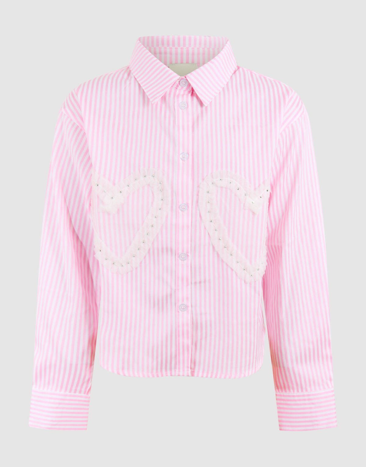 Pinstripe Heart Blouse Roze SHOEBY GIRLS