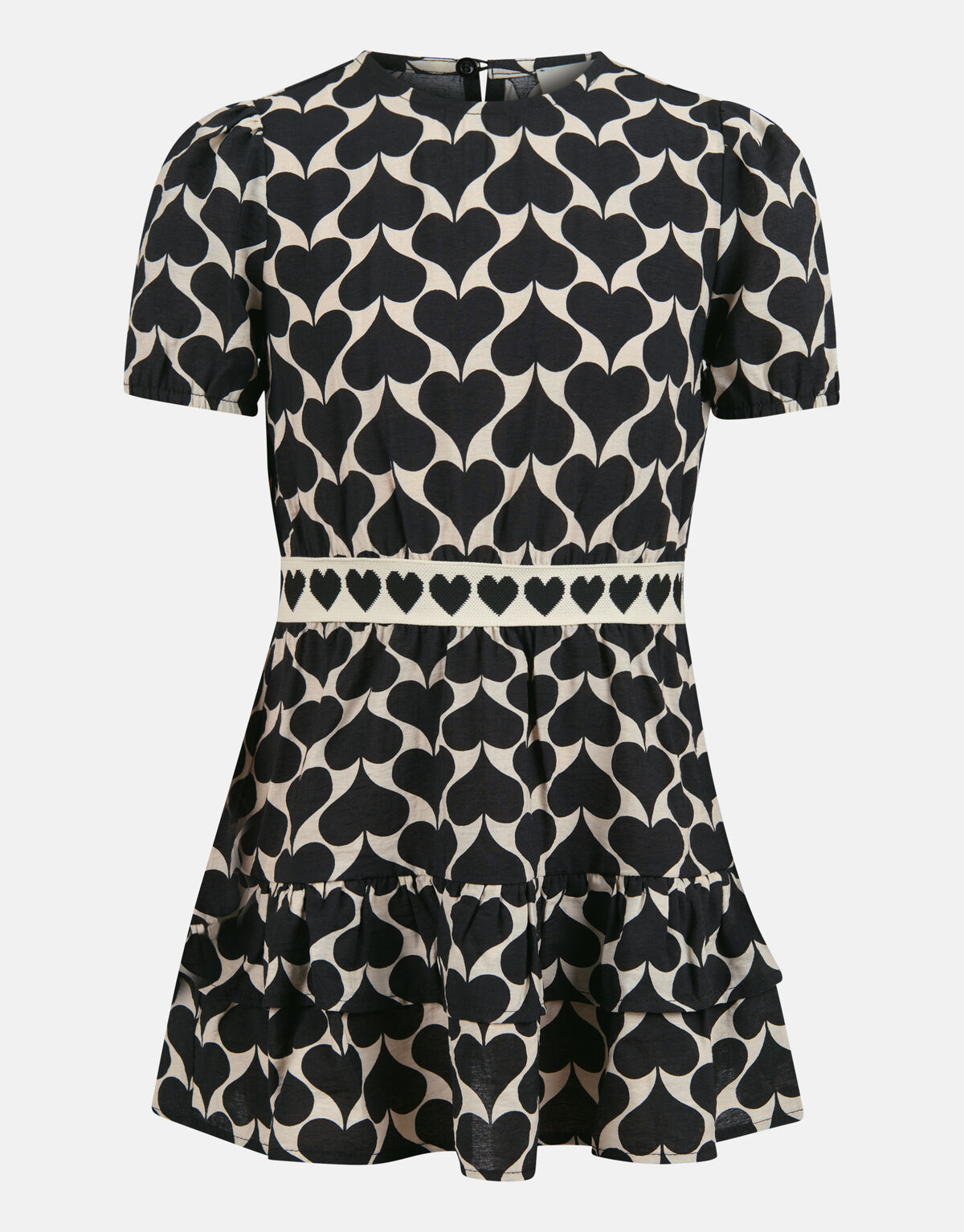 Printed Heart Jurk Zwart SHOEBY GIRLS