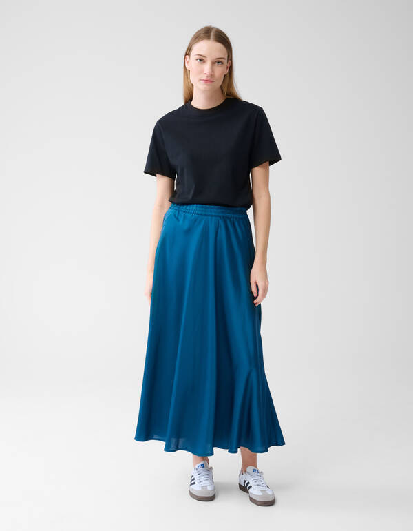 Satijnen Maxi Rok Donkerblauw SHOEBY WOMEN