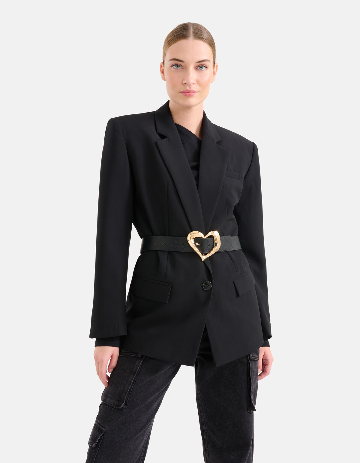 Heart Gesp Riem Zwart SHOEBY ACCESSOIRES