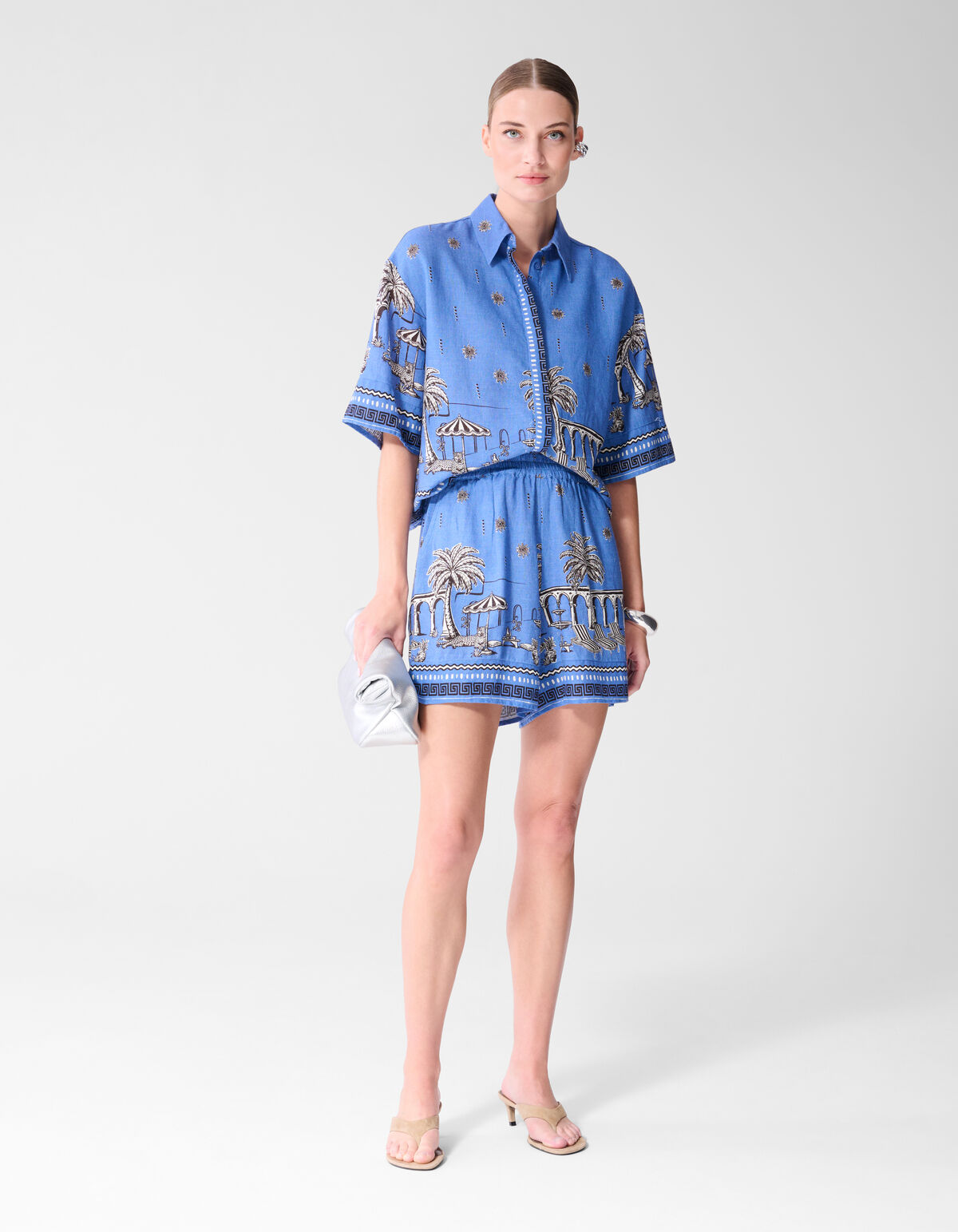 Palm Print Blouse Blauw SHOEBY WOMEN