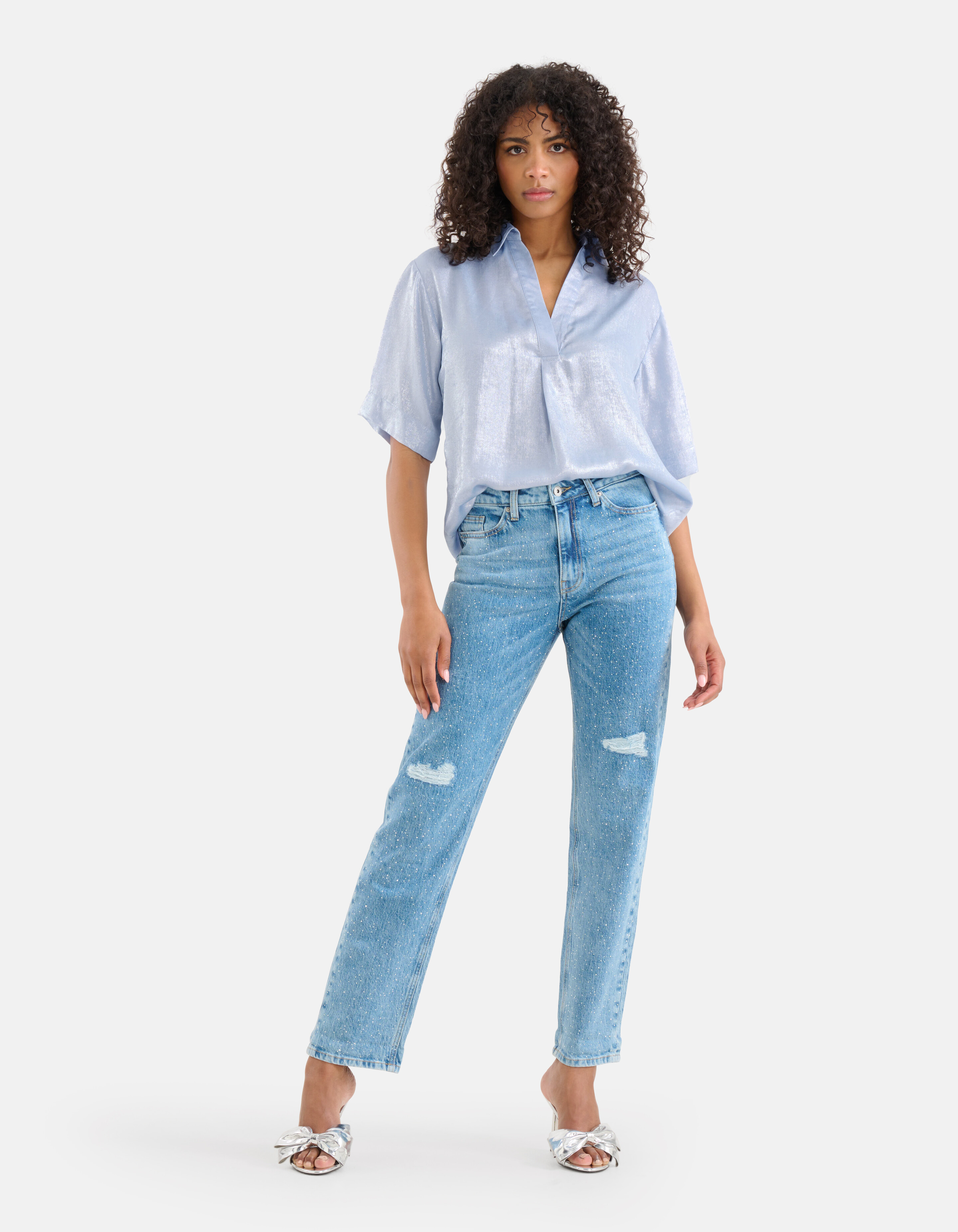 Metallic Top Lichtblauw By Fred SHOEBY WOMEN