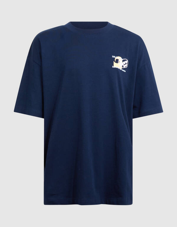 Oversized Waves Artwork T-shirt Donkerblauw SHOEBY BOYS