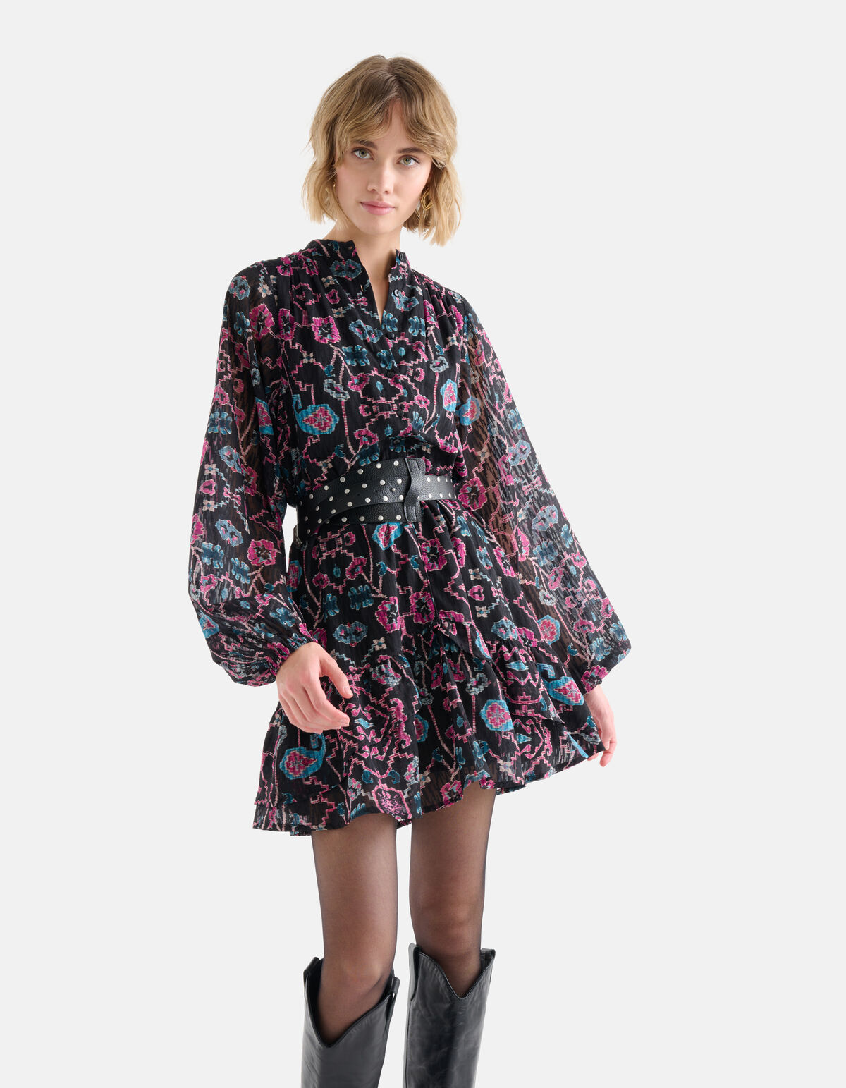 Grafische Print Jurk Zwart SHOEBY WOMEN