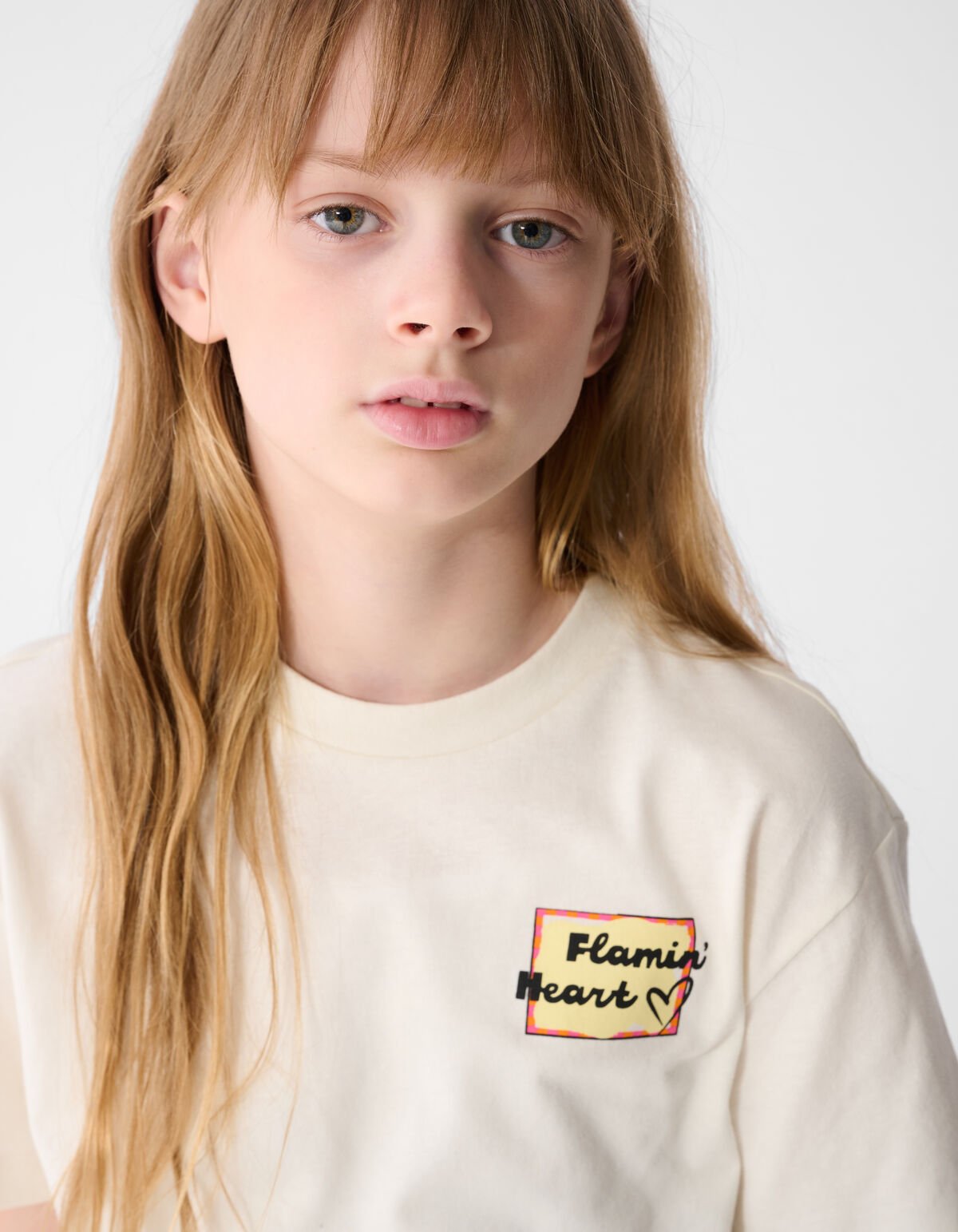 Flame Artwork T-shirt Gebroken Wit SHOEBY GIRLS