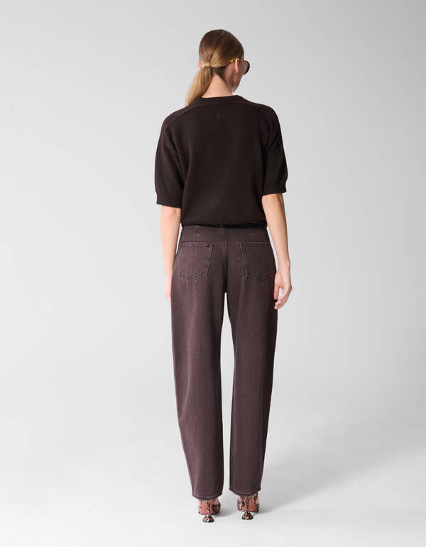 Shortsleeve Gebreide Trui Donkerbruin By Mieke SHOEBY WOMEN