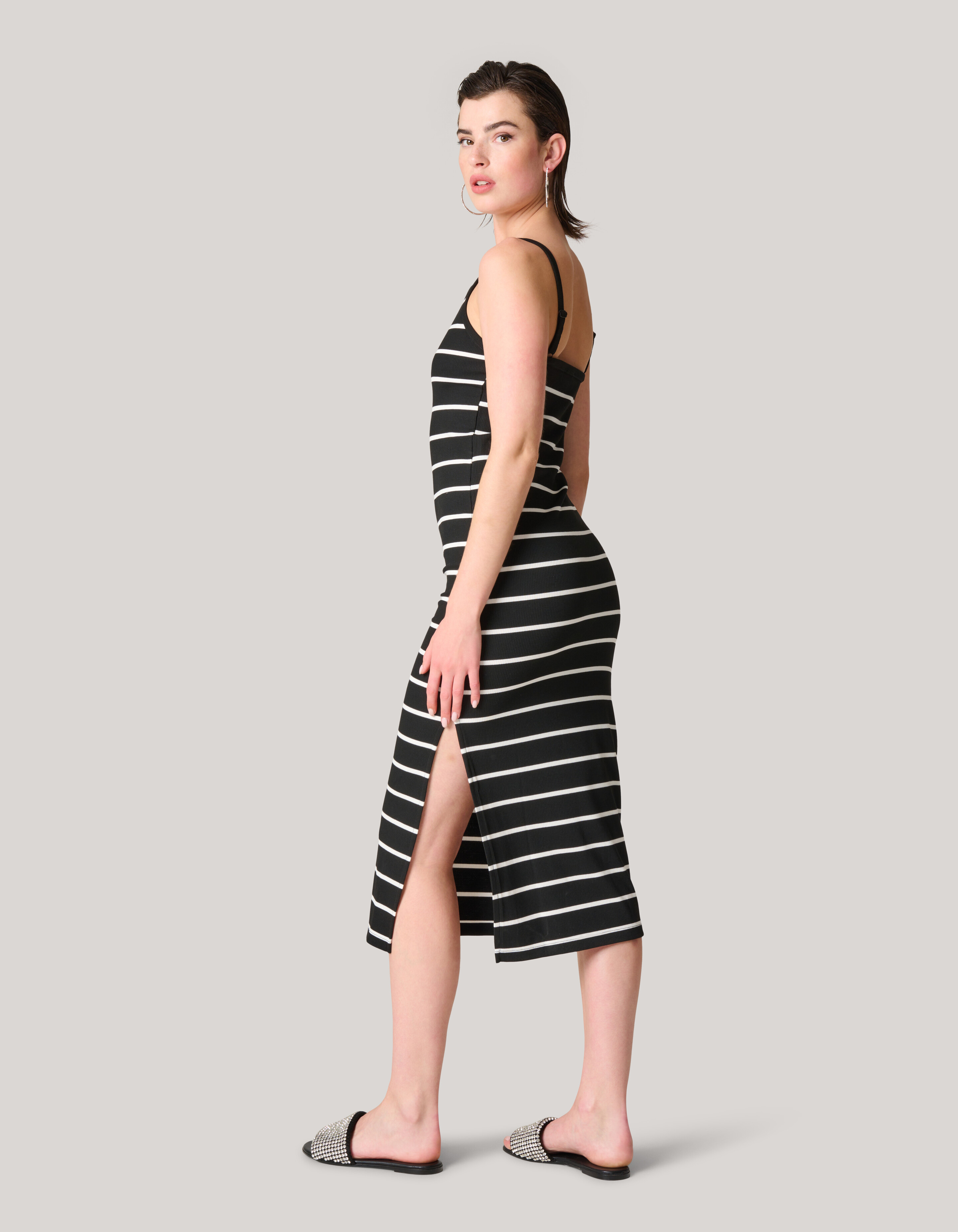 Gestreepte Midi Jurk Zwart/Wit SHOEBY WOMEN