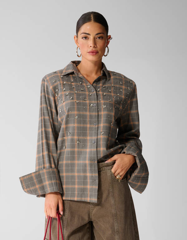 Geruite Blouse Bruin SHOEBY WOMEN