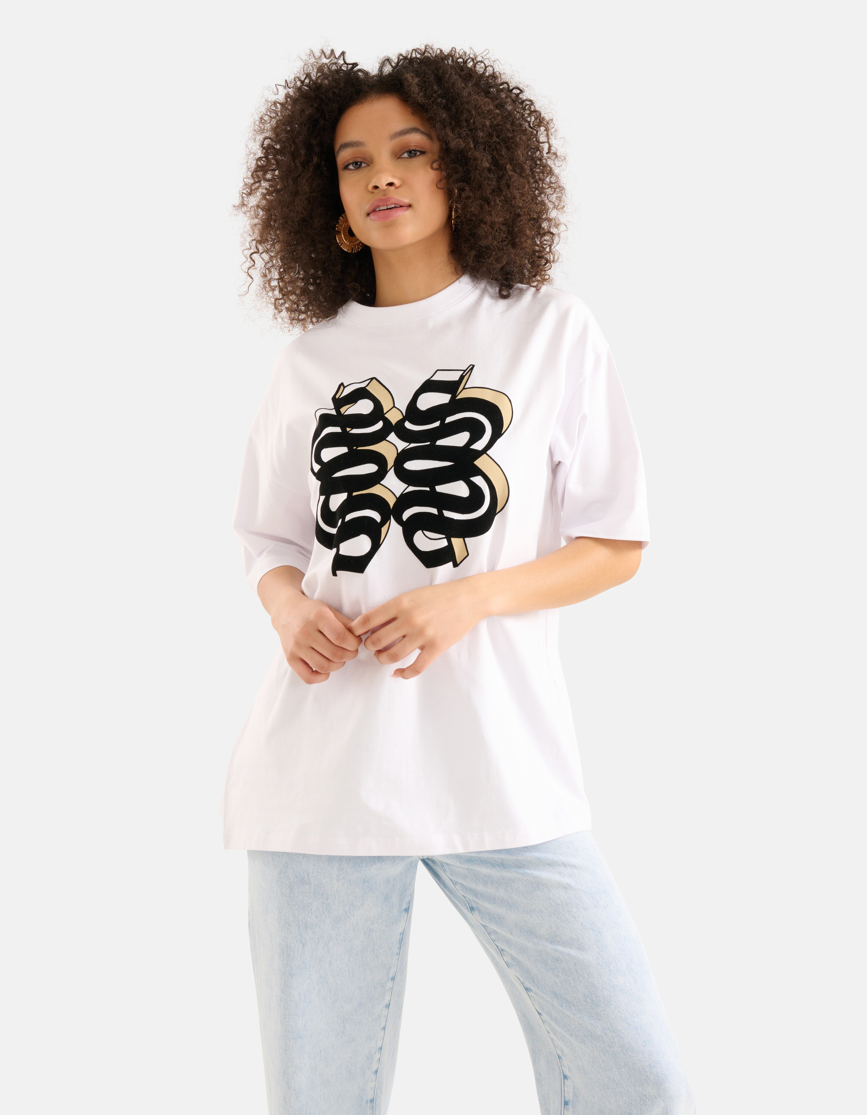 Velvet Artwork T-shirt Wit SHOEBY WOMEN